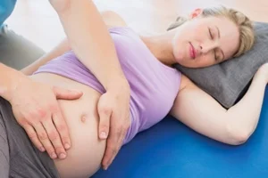 Pregnancy massage in side lying position for comfort