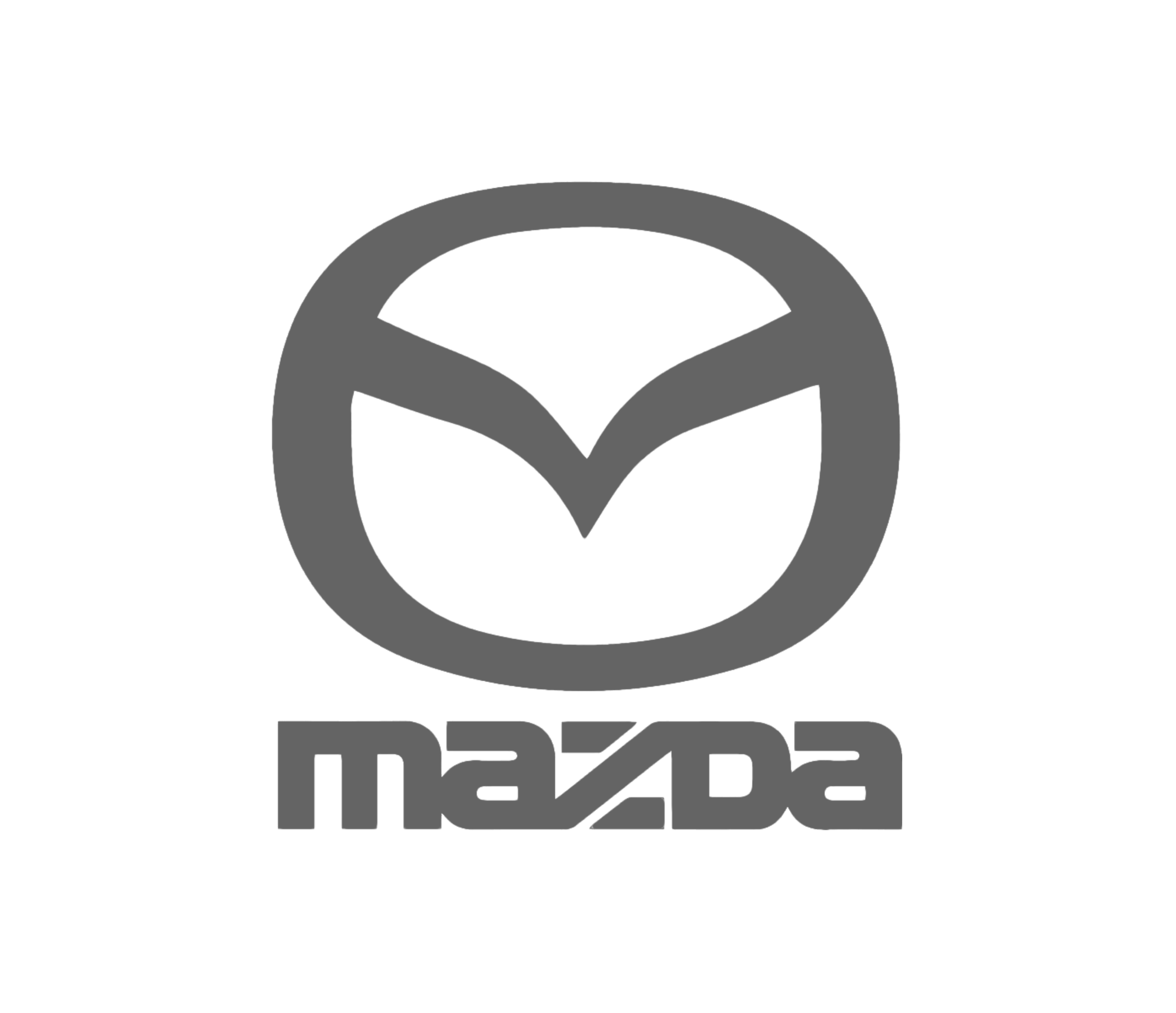 Gray Mazda logo with a stylized 'M' inside a circle and the word 'mazda' beneath it.