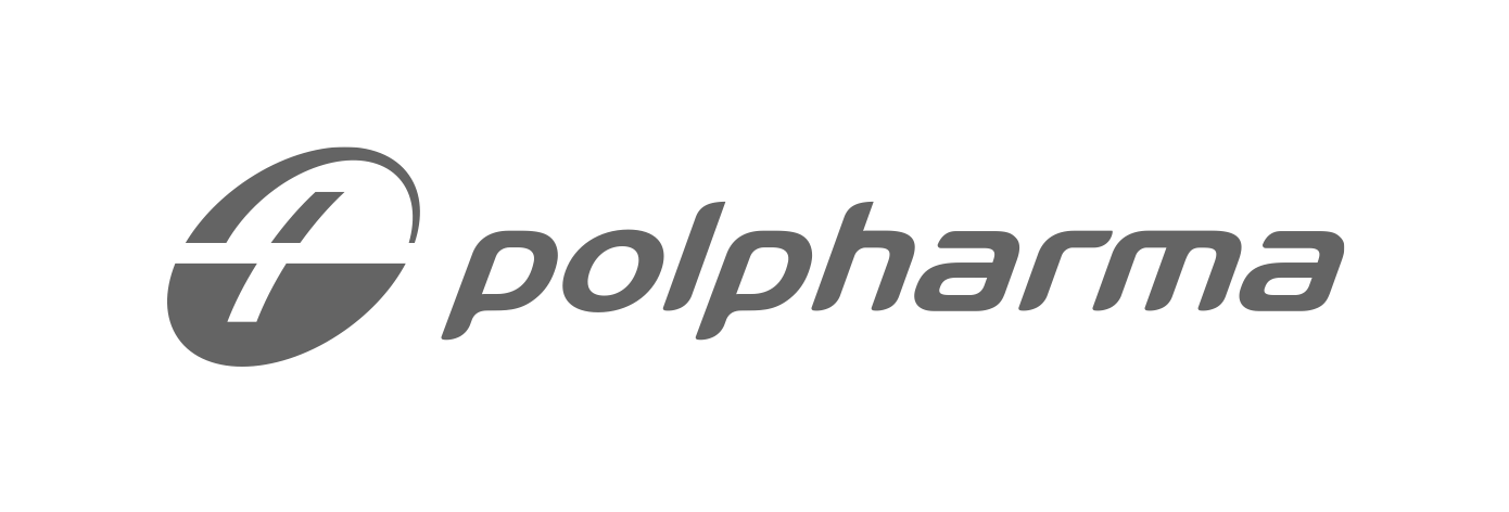 Polpharma logo with a stylized 'P' and the company name.