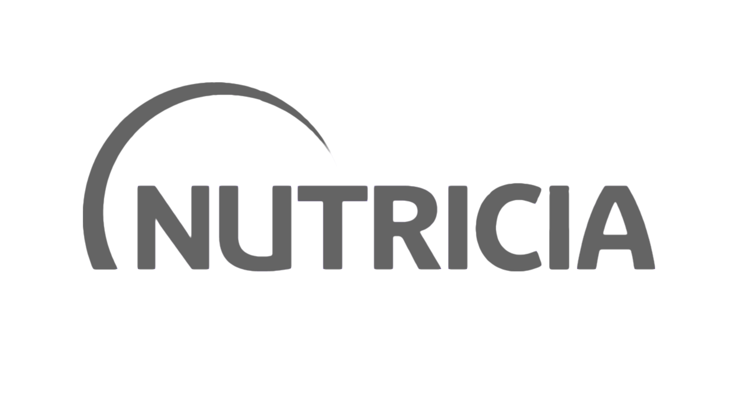 Nutrícia company logo in gray with a curved line and the company name