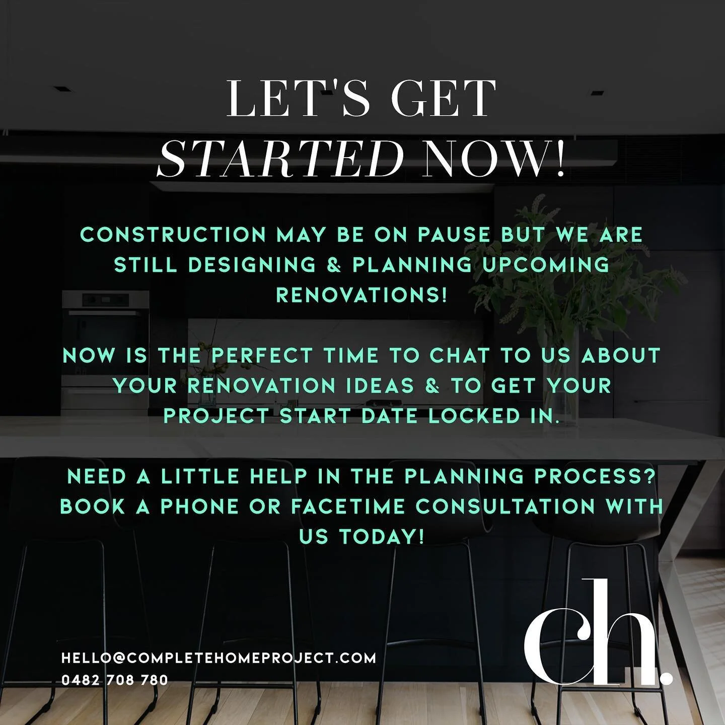 Construction may be on hold but we&rsquo;re still designing. Get on top of your design plans today!

Ask us how we can help you ✔️

Contact us today for a free project appraisal.

BOOK NOW!
▫️link in bio
▫️hello@completehomeproject.com
▫️0482 708 780