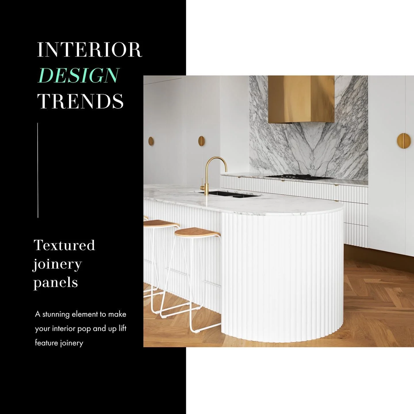 DESIGN TRENDS // Textured joinery panels. One of the biggest interior features you&rsquo;re seeing right now. 

Swipe through to see the 3 most popular selections and how they&rsquo;re used. 

Get inspired! 

Products by @scan_profiles 

Want this in
