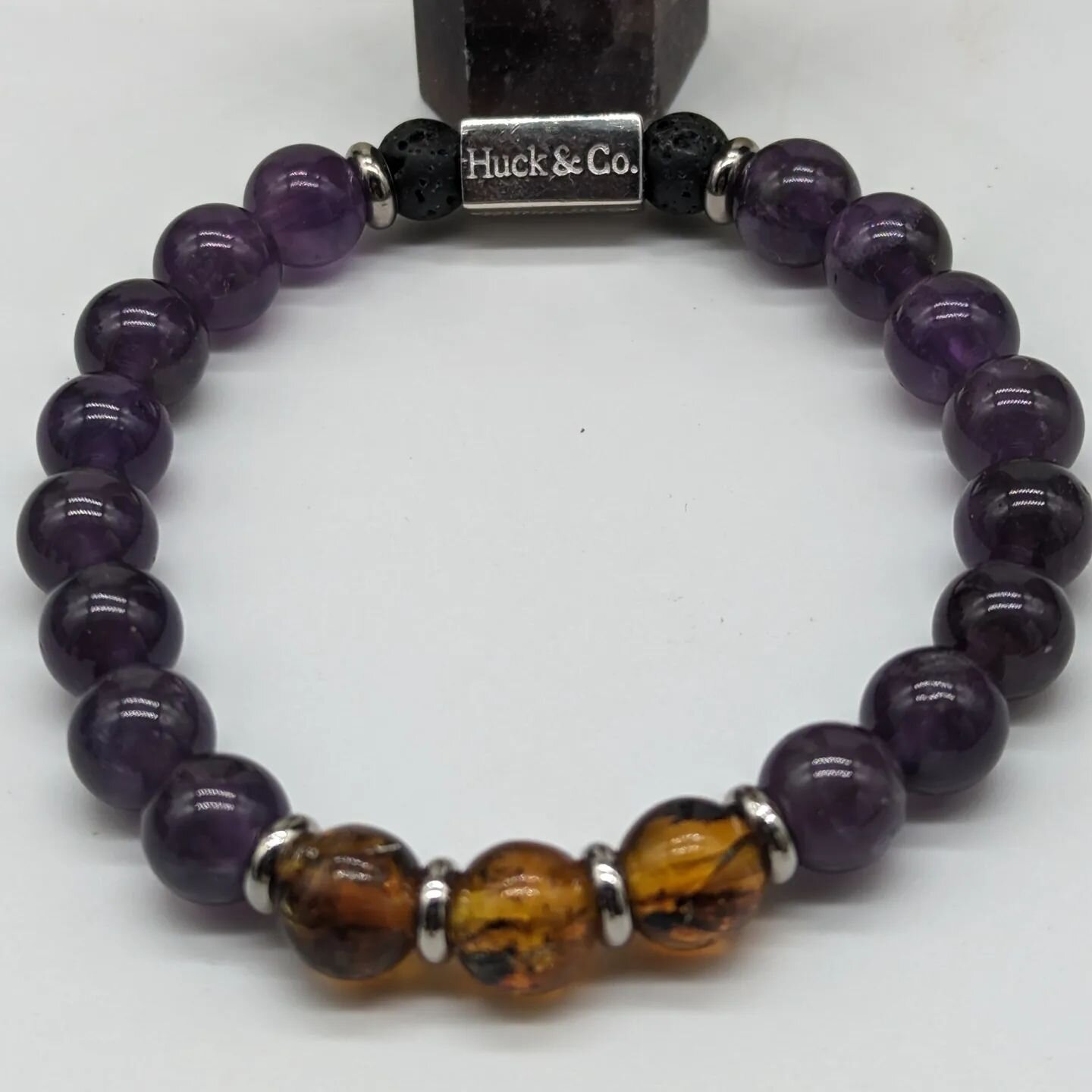 Purity
The mother healer.. appropriate for mother's day.  Amethyst for overall healing and bringing the overworked back to center.  Healing amber from Chiapas.  Removes pain and promotes healing. Black onyx for wisdom and grounding. 
#mothersdaygift 