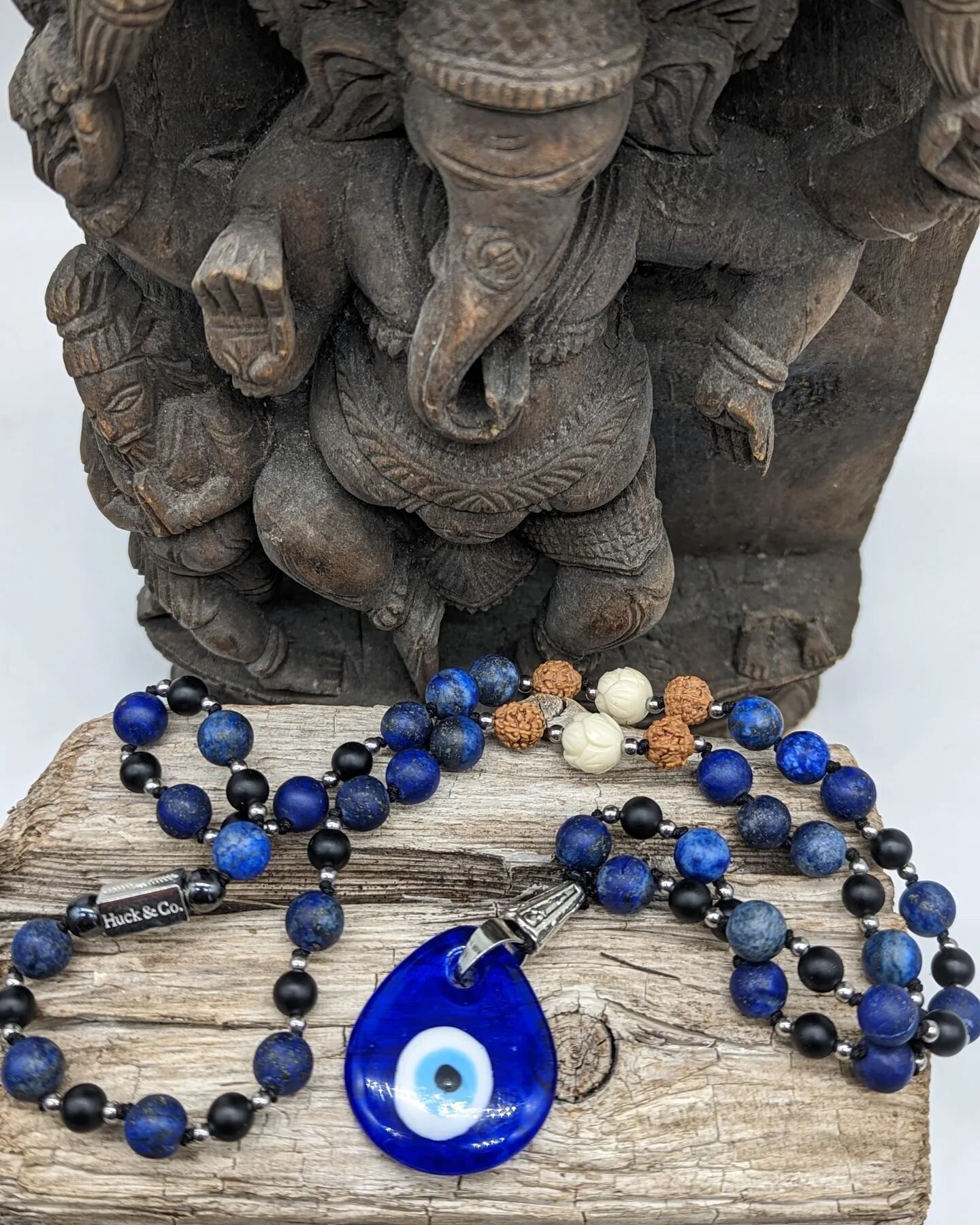 Protection
This custom , hand tied, 108 bead mala is made with lapis lazuli. The crystal of truth and self-awareness. Diminishes dis-ease and repressed anger. Encourages dignity and friendships and gives one clear perspective. Rudraksha seeds are one