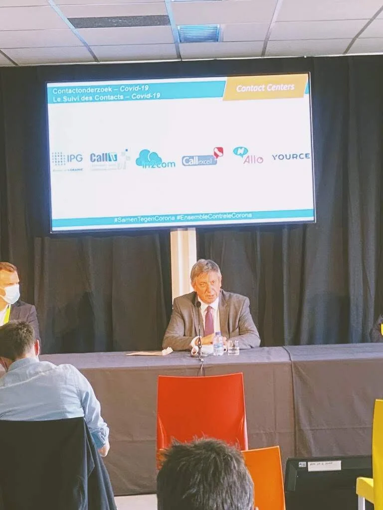 Flemish government press conference in the middle of the COVID-19 lockdown