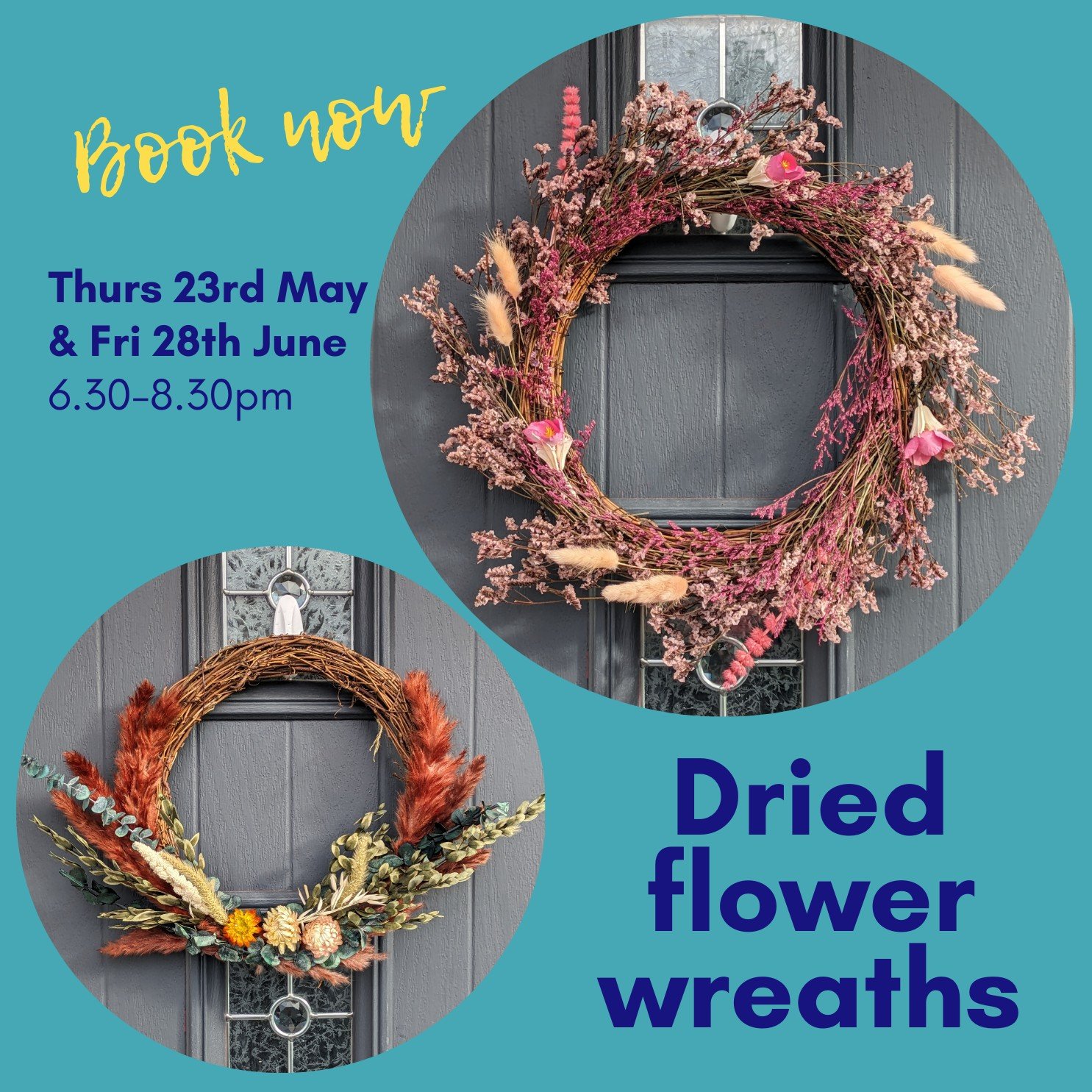 **NEW WORKSHOP ALERT**

We've got a lush new workshop for you and we're well excited to tell you all about it! If you love wreath making at Christmas, this one is for you. Why should wreaths just be festive eh? So join Em for 2 hours of dried flower 