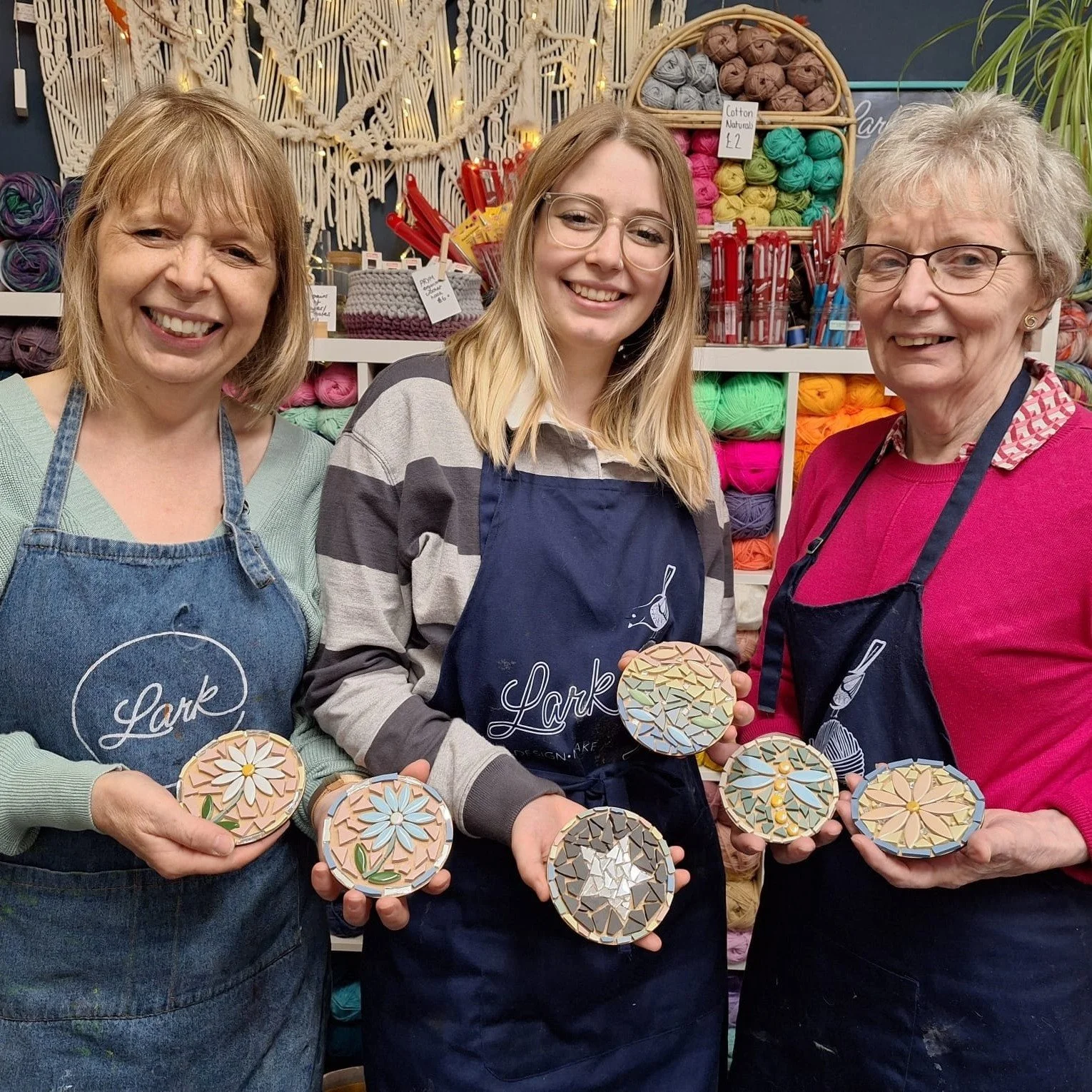Our wonderful mosaic workshops are so popular and SO MUCH FUN! We'd love you to come and join us - there's plenty of options including coasters, wreaths and even a mirror!
A perfect chance to make a super special Christmas gift too!

There are a few 
