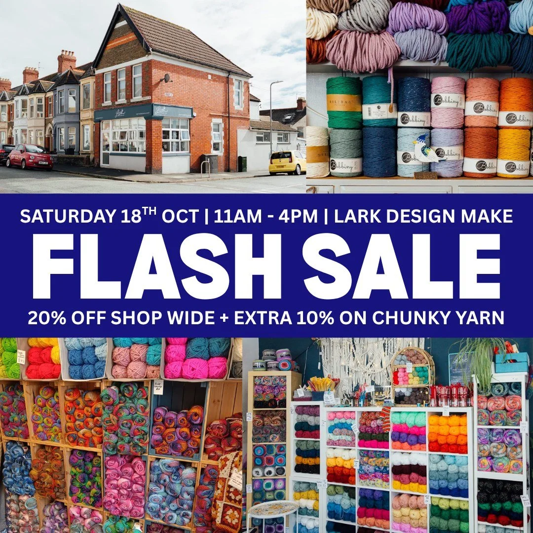 Don't forget we've got our FLASH SALE tomorrow at the studio from 11am-4pm! 
20% off everything in the shop plus an extra 10% off chunky yarn!

See you there!
