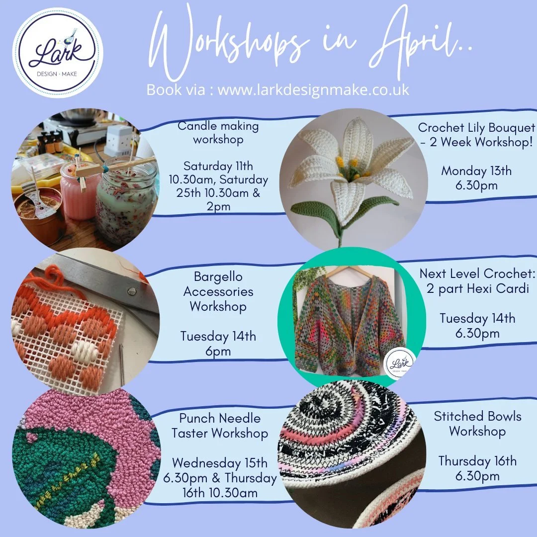 Some of our upcoming April workshops are ready to book on our website now! And it's full of all your favourites, including silver clay jewellery, ceramics and the exciting cactus candle making 🌵!!

Plus, you can finally try some punch needle or make
