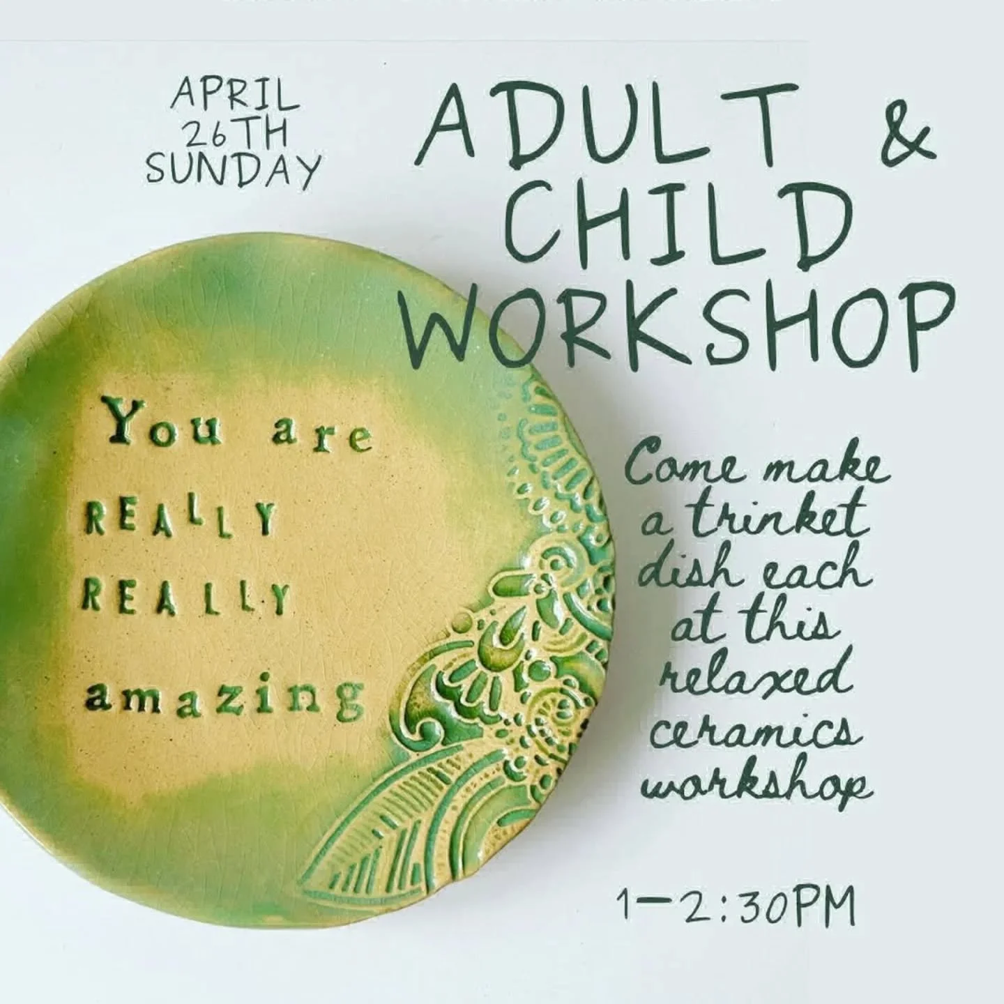 We're treating you to Adult &amp; Child ceramics 😍
Join Quil of @loveandlovelier for her popular trinket dish workshop at the studio next month. 
So much fun making memories (and trinket dishes!) 
Head to the our website or the link in Quil's bio to