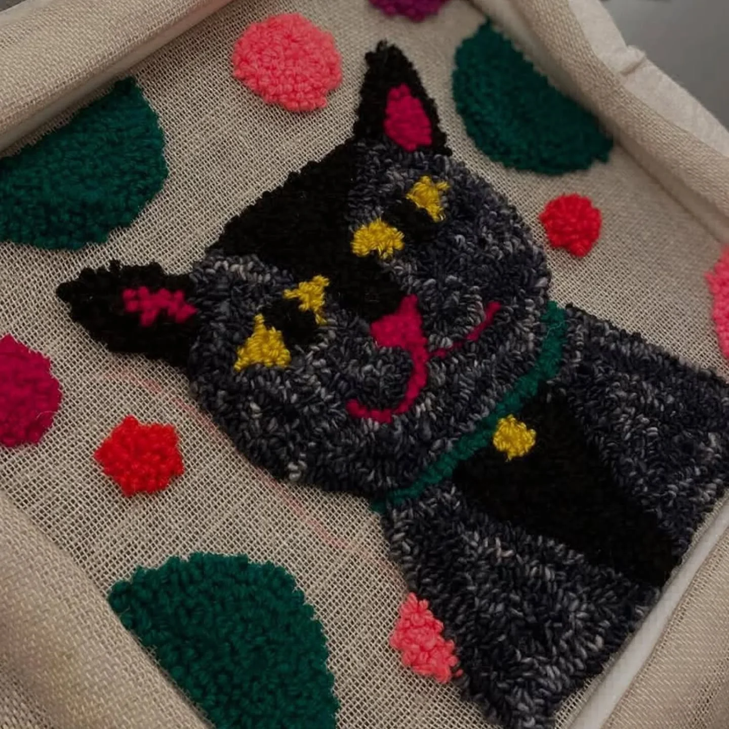 Gorgeous gorgeous punch needle work from Kim of @darnitworkshops recent workshop, she'll be making her way to Cardiff after Easter so if you&rsquo;d like to join her punch needle workshop do head over to the website to find out more as she doesn't co