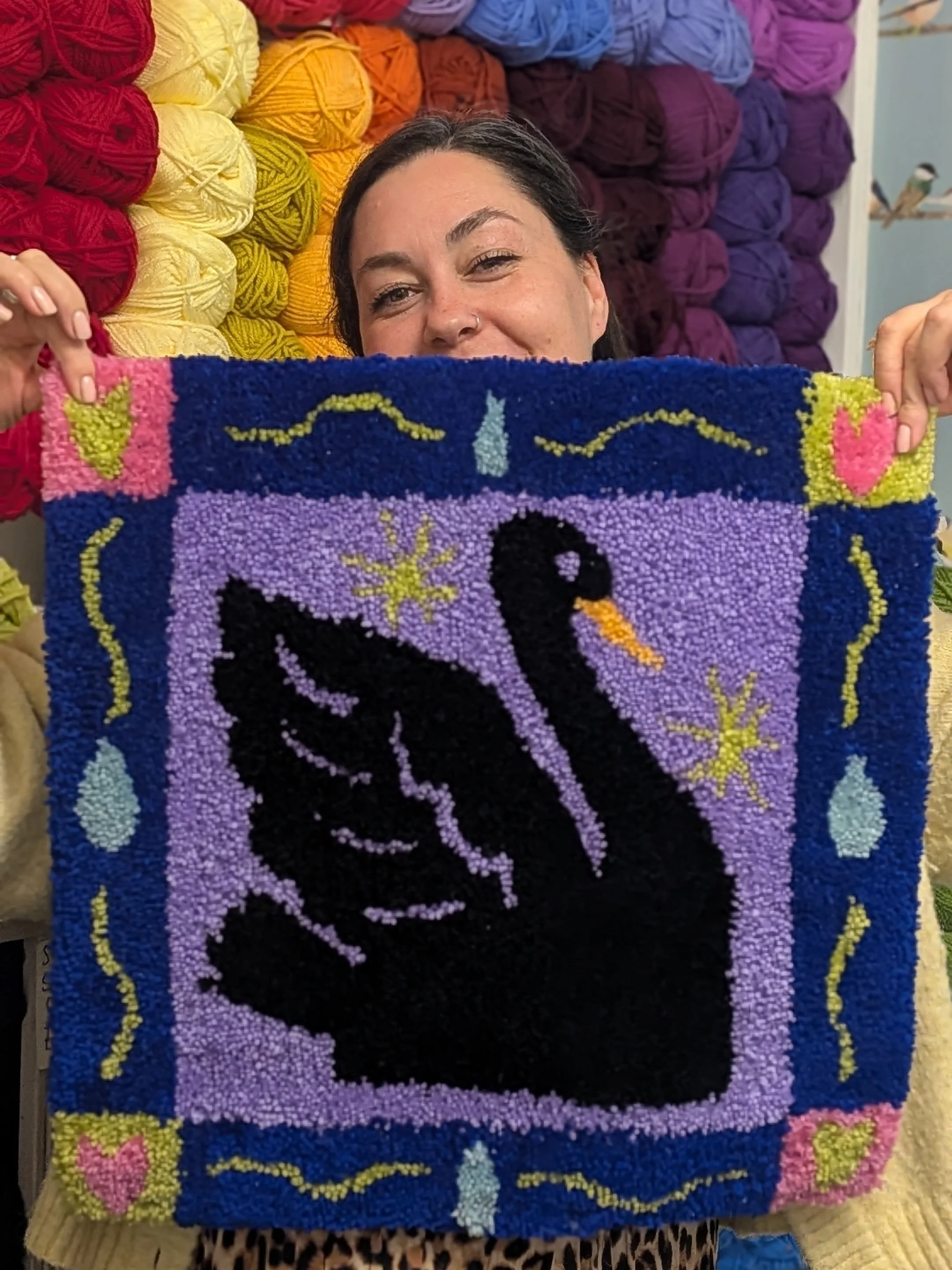 We were tagged in a great post today by @laylaholzerillustration 
She joined our recent tufting workshop and turned her own illustration into this beautiful rug, her swan design has made me smile every time I've seen it at the studio, it's lush to se