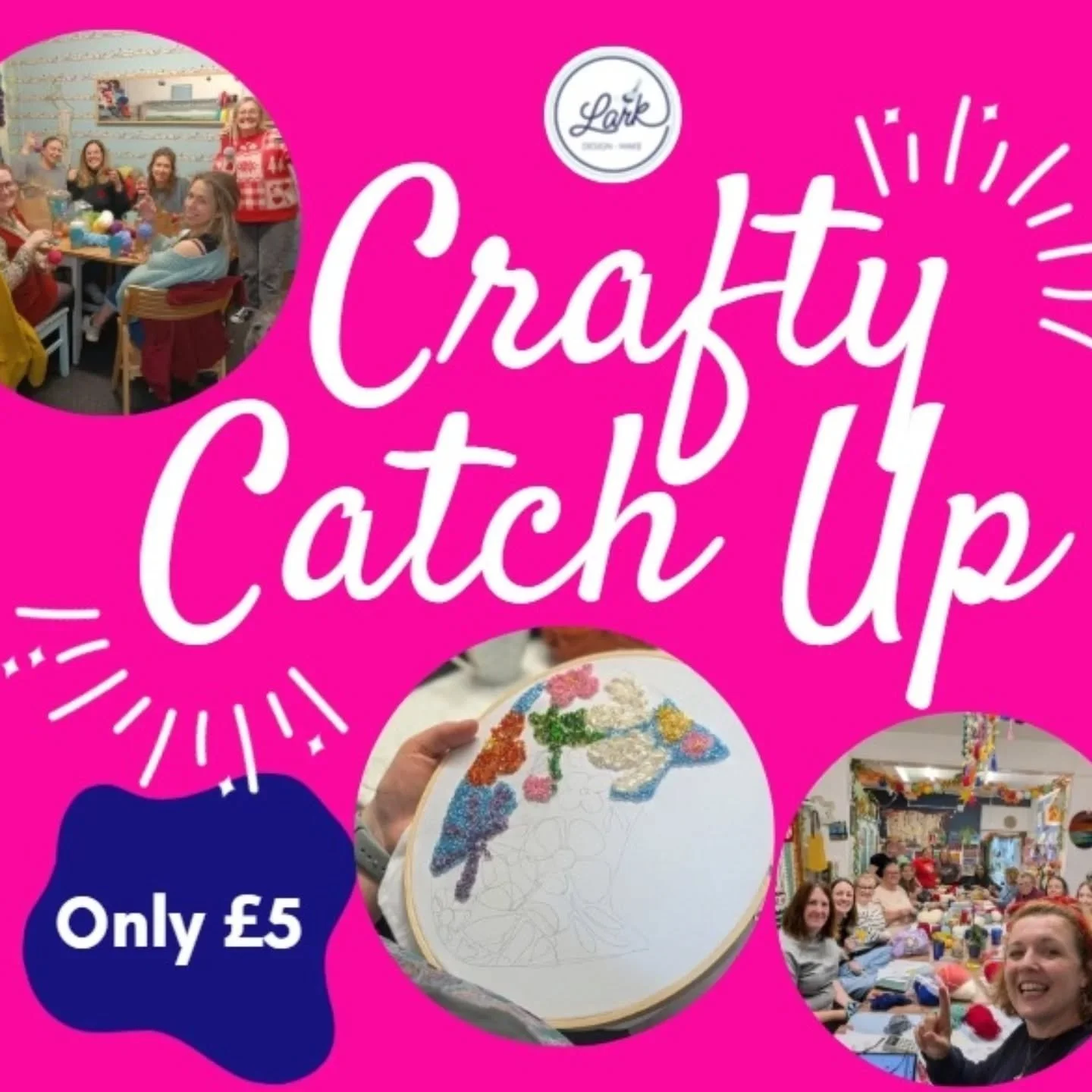 Our crafty catch ups have such lush vibes at the moment, everyone having a laugh, helping each other out whilst having a cuppa and biccie - loves it! 

I loves it so much that I gave it a little re-brand and made these cute little pink posters 🩷🧶
I
