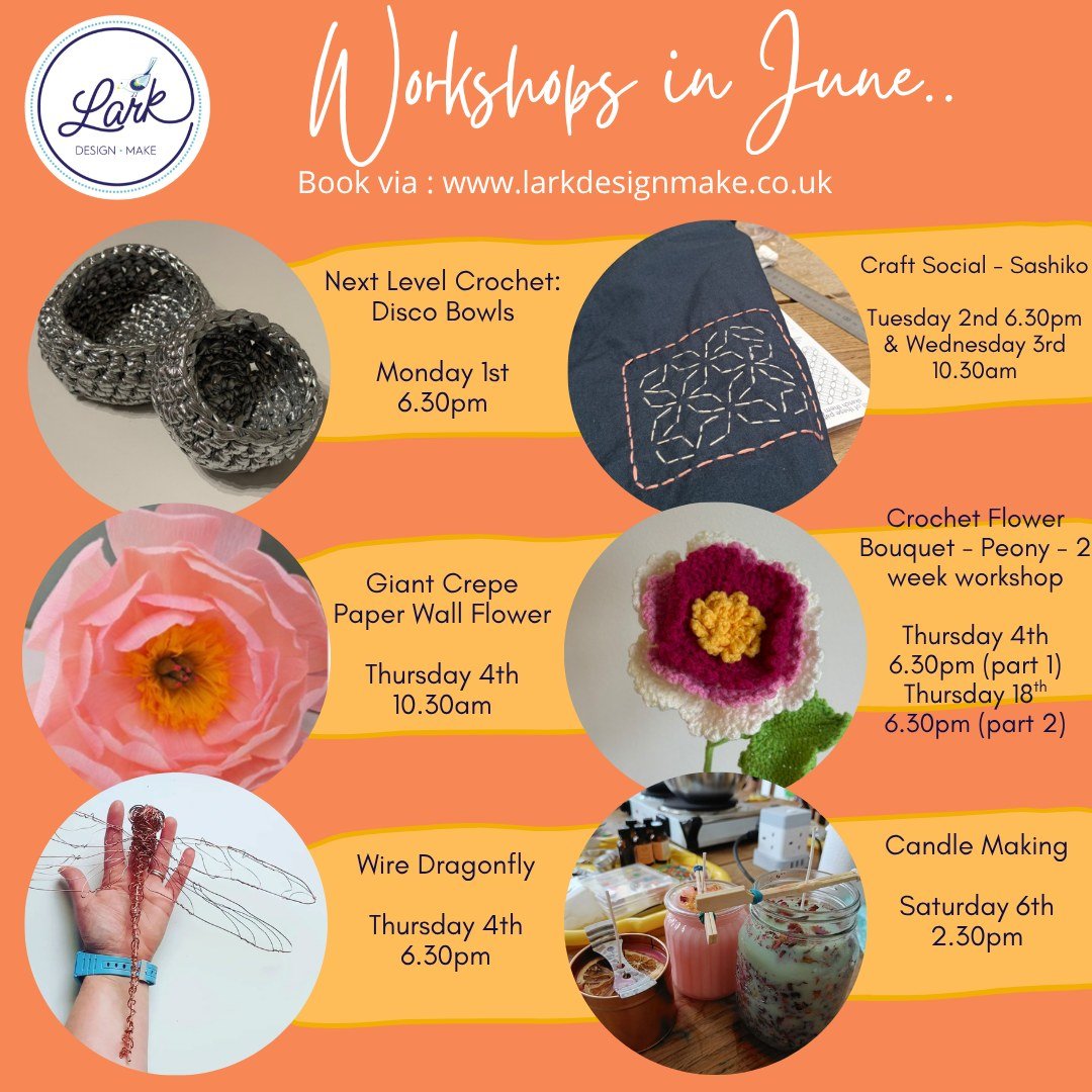 Hey June!

We have some treats lined up for you this June, the light in the studio is glorious at this time of year and we'll have filled our ice pops ready for you to enjoy as you craft. 

Book your spot now via the Lark website - you know you want 