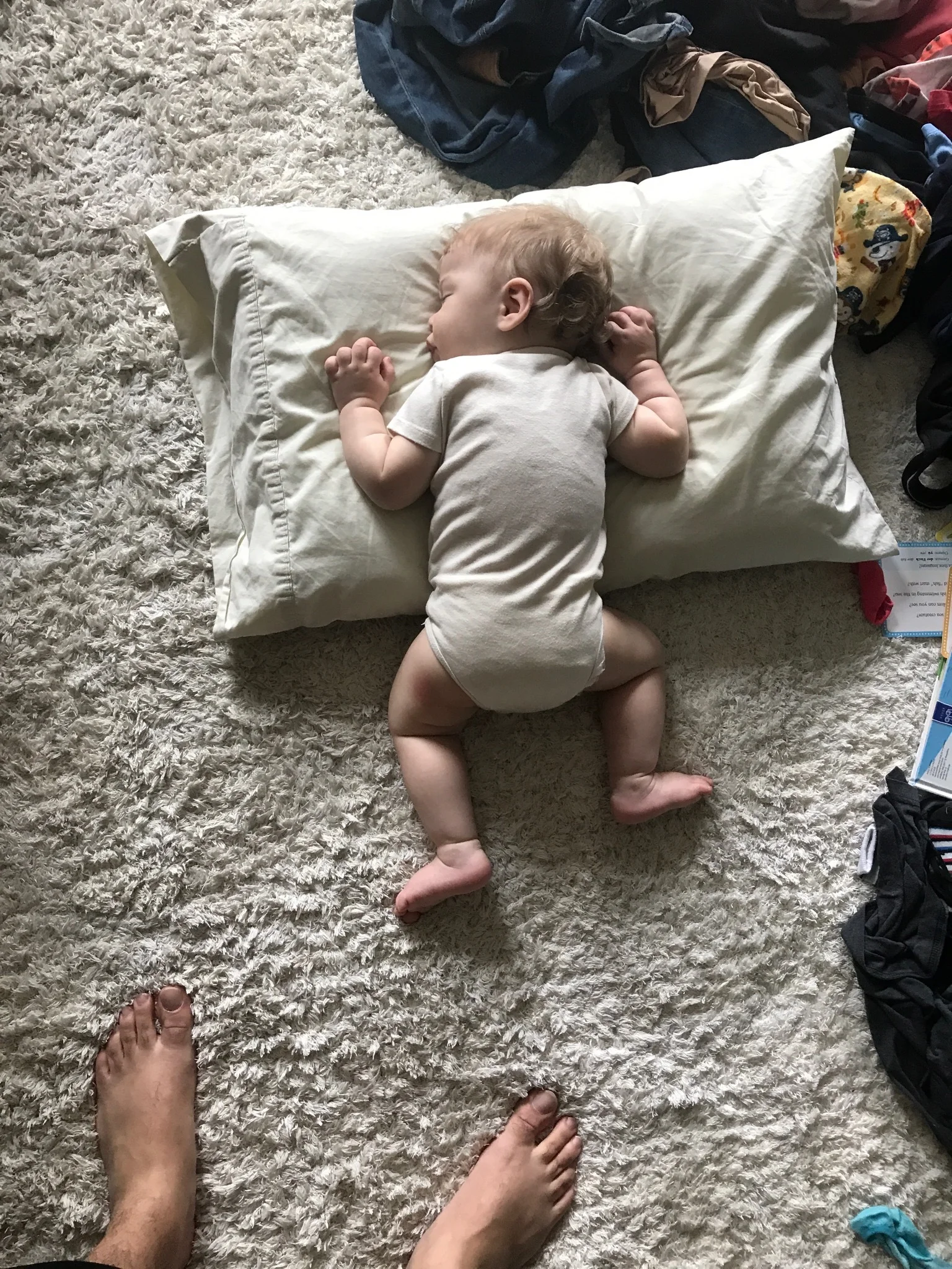 Trying to get Gus to sleep on his own.