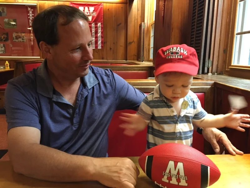 Gus usually returns with more Wabash gear after a day with Nana and Pop Pop.