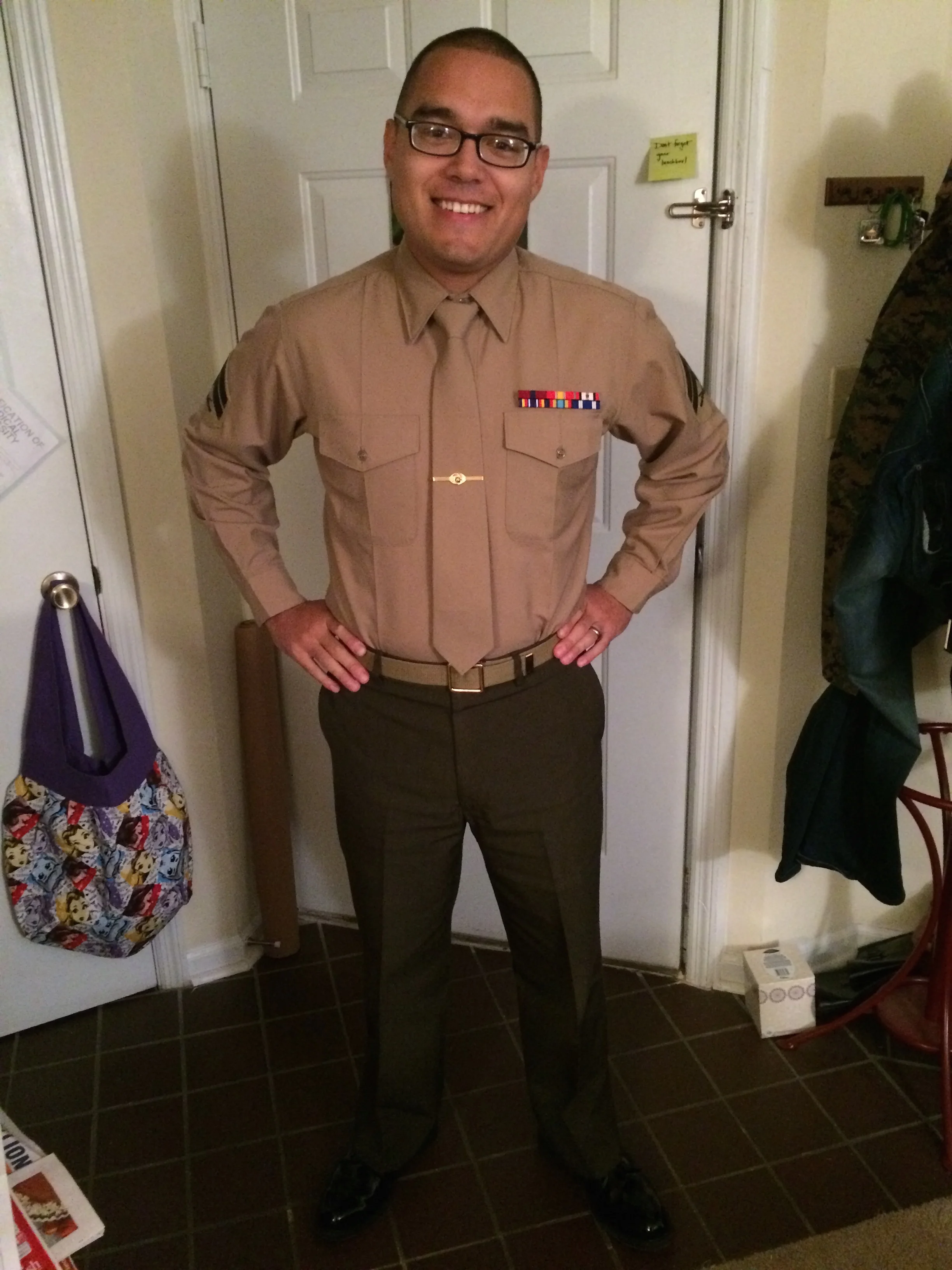 Ries getting ready for his 10 hour mid shift when he was working “Panama”—a schedule where you work alternate between working the day shift and night shift every two weeks. That was…fun.