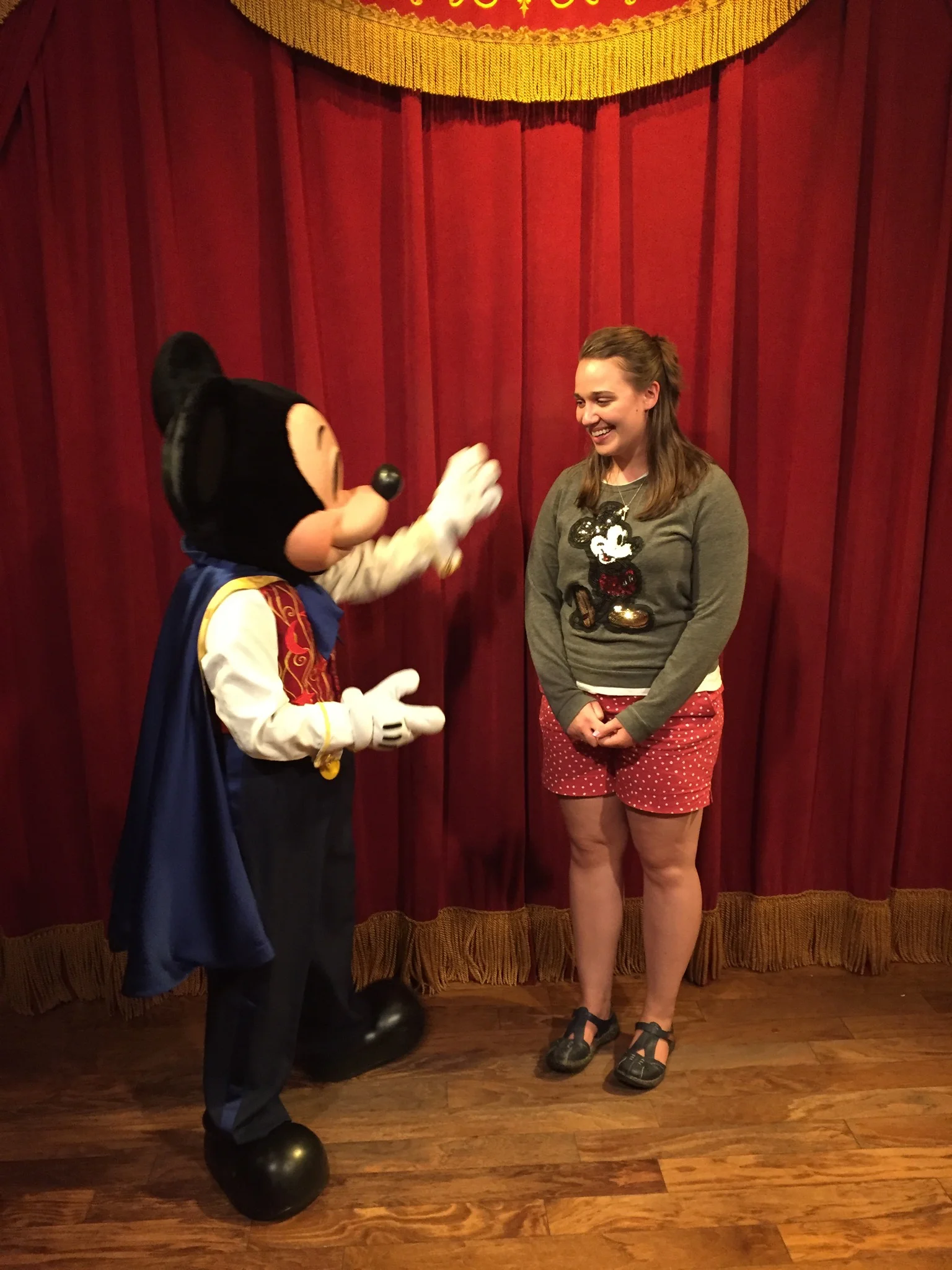 My first time meeting Mickey in Magic Kingdom.