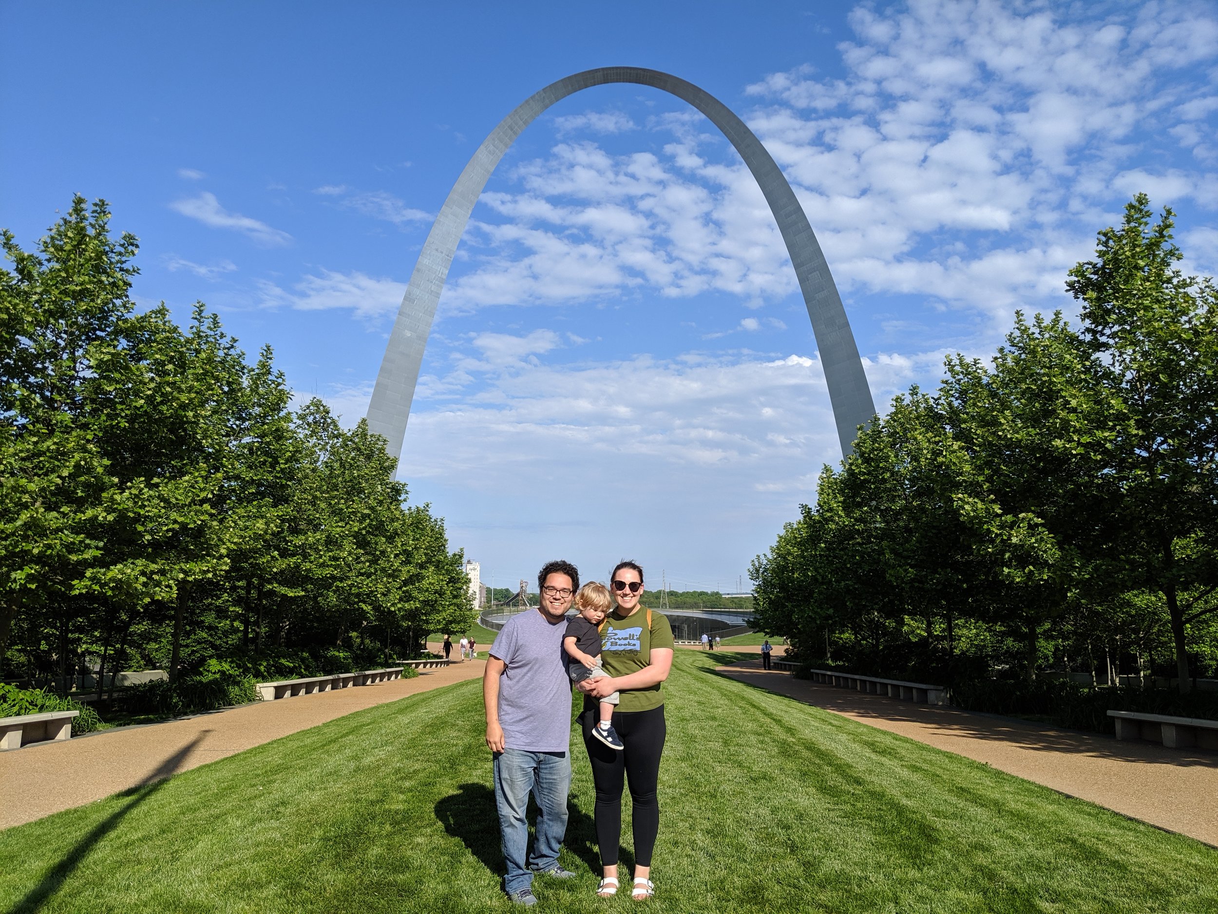 A stranger was kind enough to offer to take a photo of the three of us at the Arch.