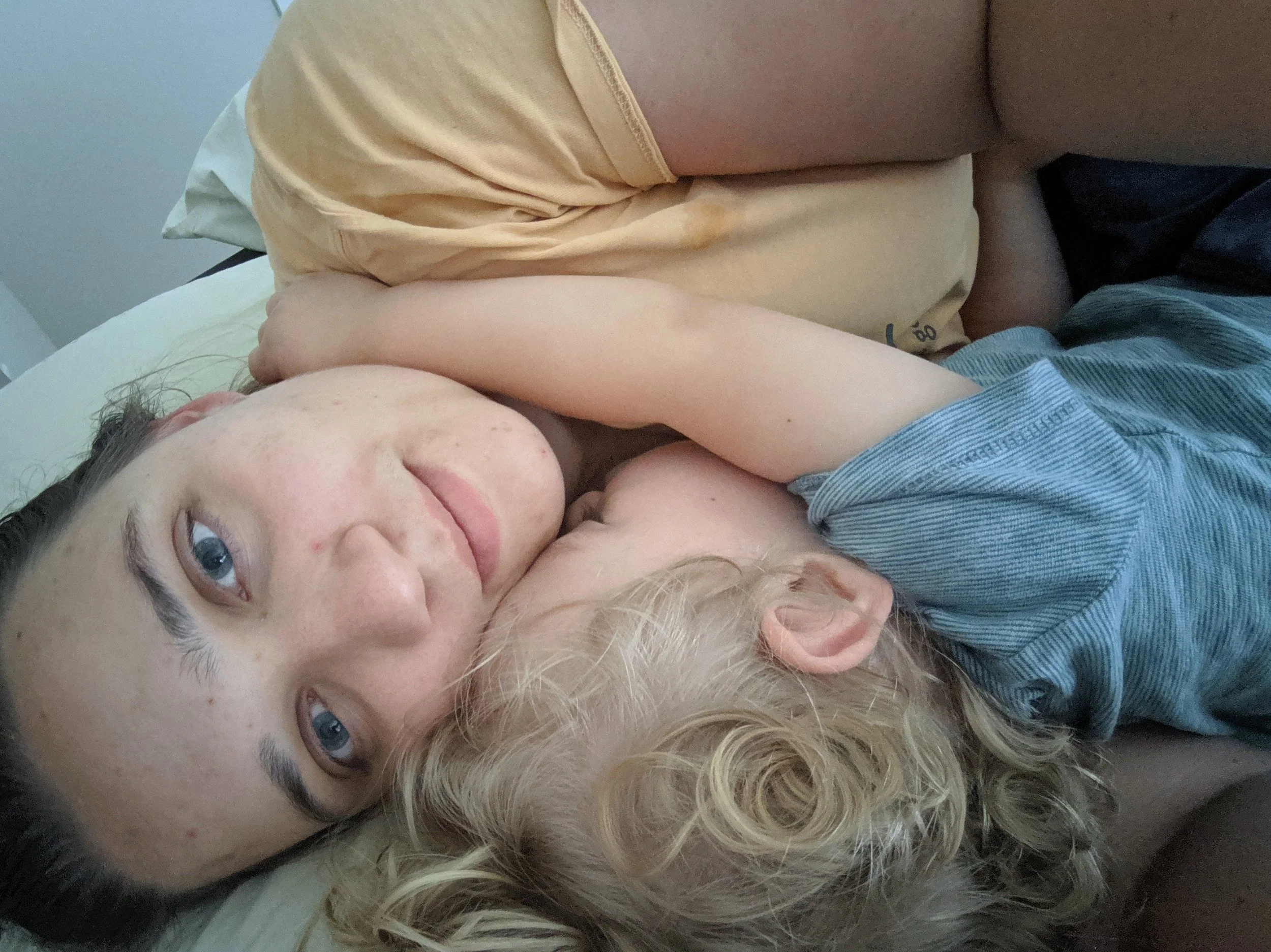 Gus being the biggest snuggle bug.