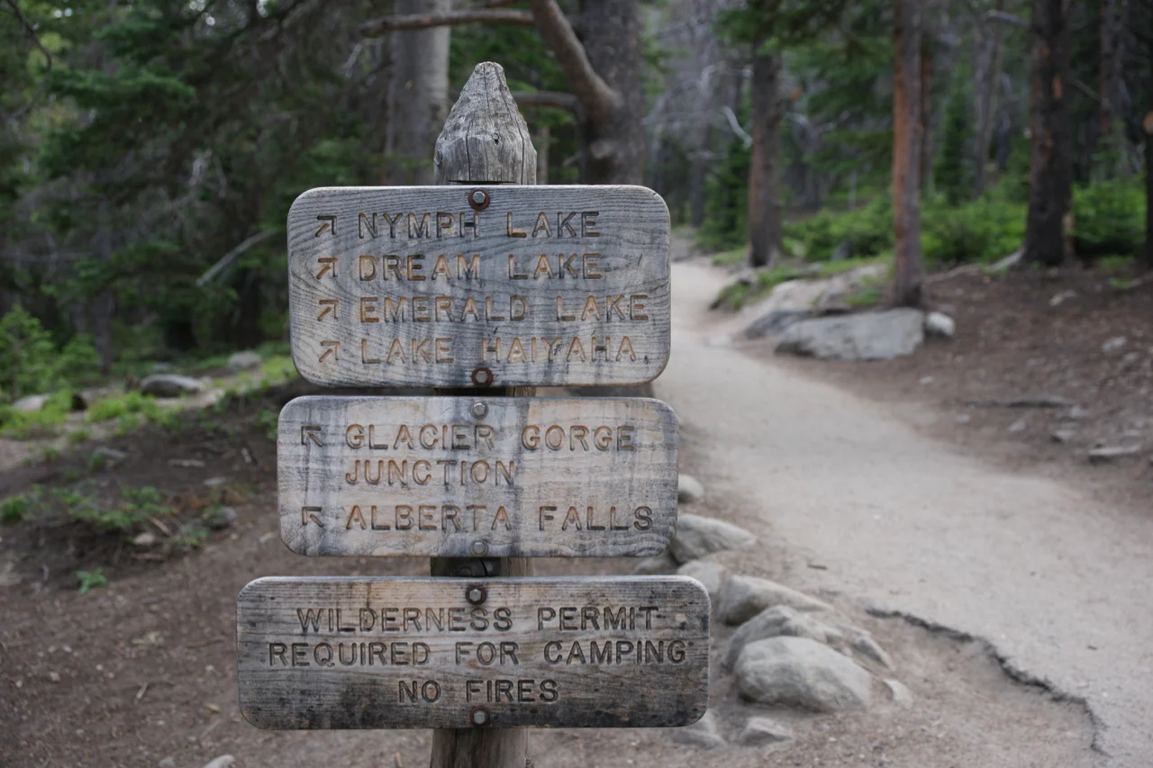 A sign in Rocky Mountain National Park, Estes Park, Colorado.
