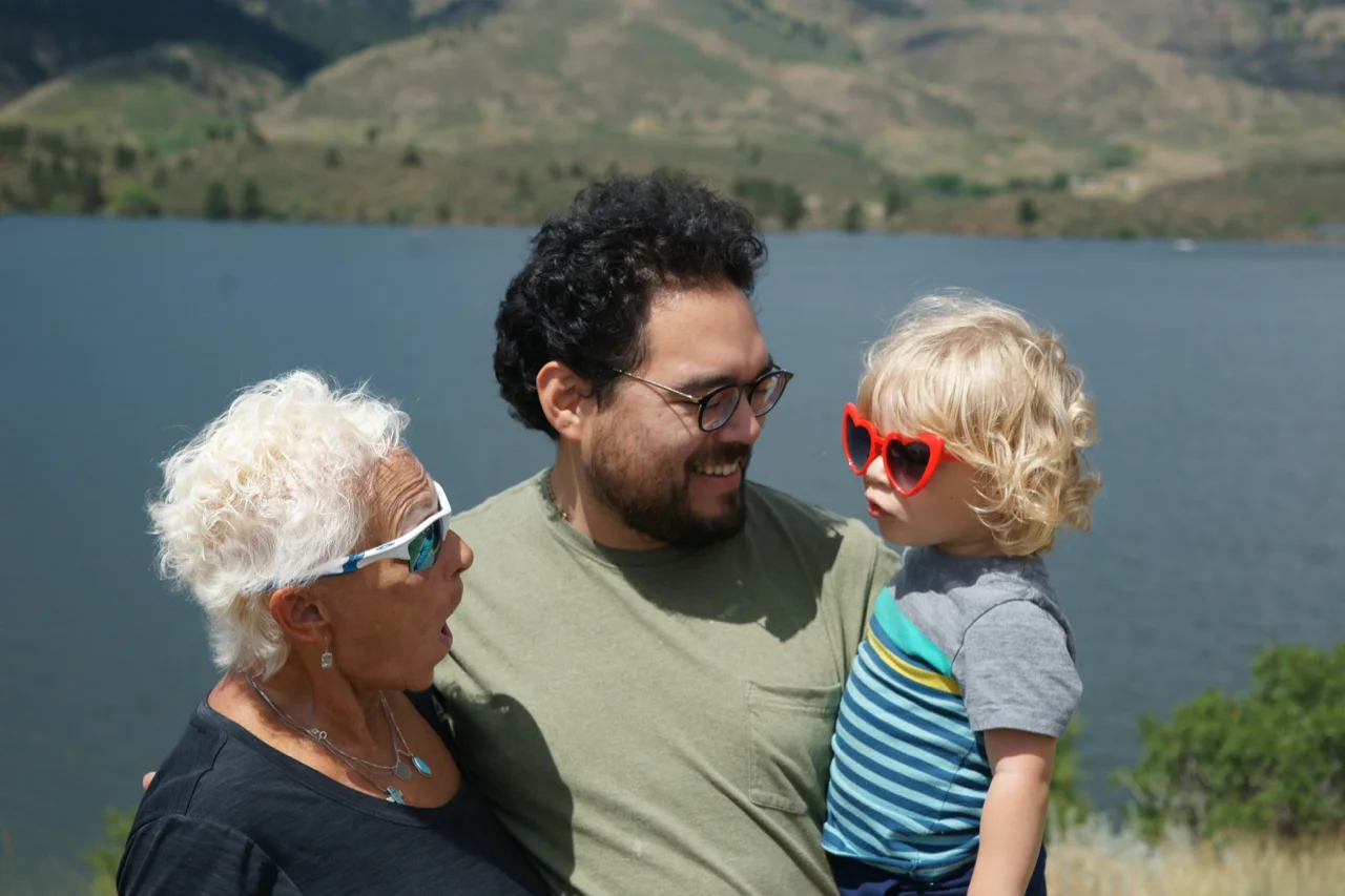 Polli, Ries, and Gus at Horsetooth Reservoir in Fort Collins, Colorado.