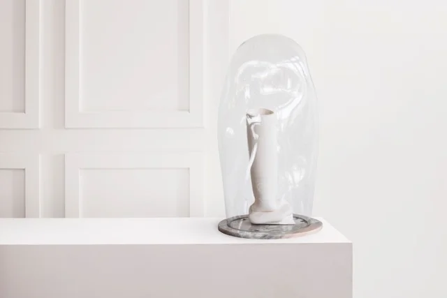 Glass Dome with Ceramic Sculpture