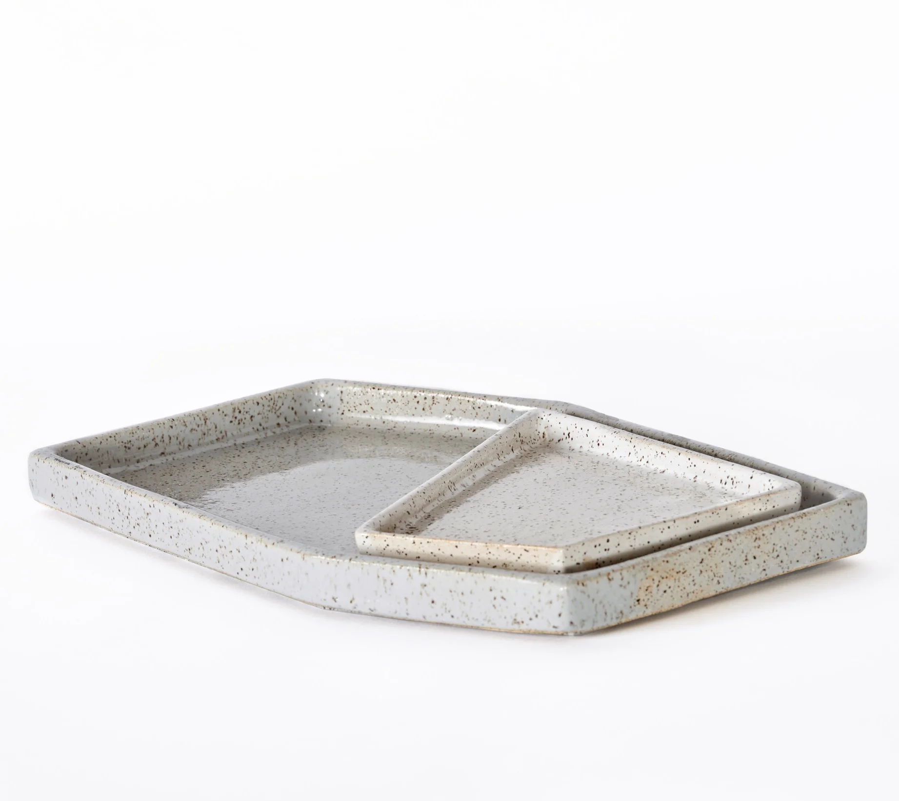 Glossy Gray and Glossy White Ceramic Nesting Trays by Slash Objects