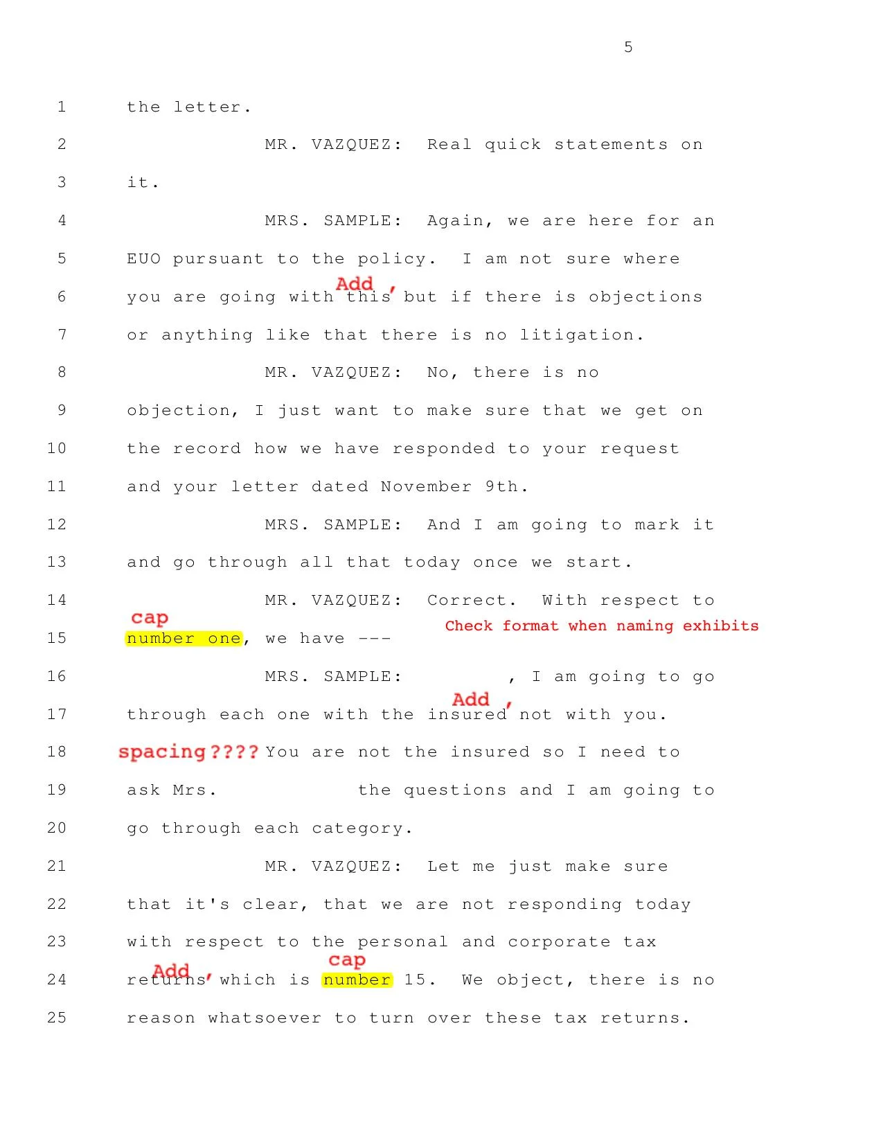 Sample of an annotated court transcript