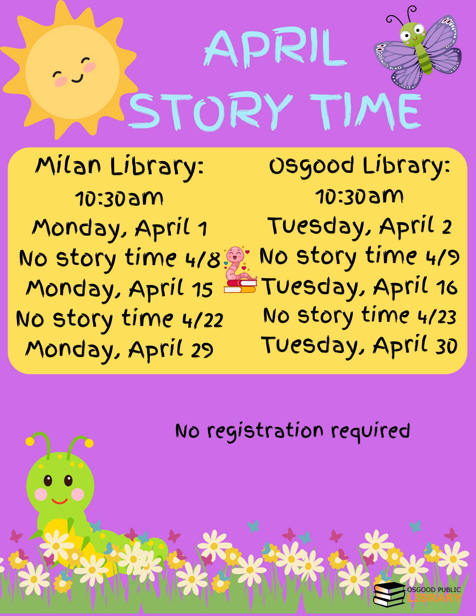 April Library Events — Osgood Public Library