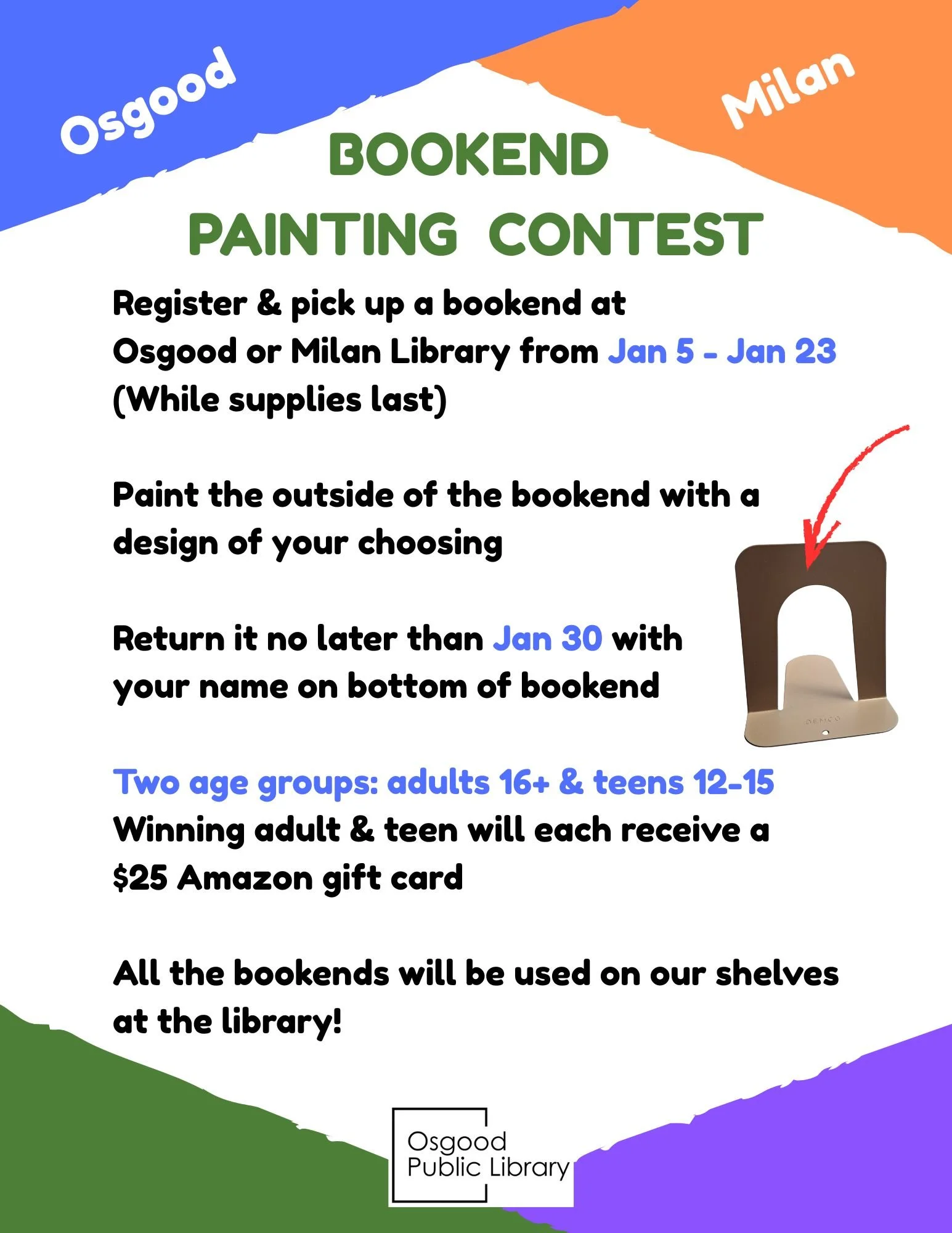 ADULTS &amp; TEENS - Bookend Painting Contest