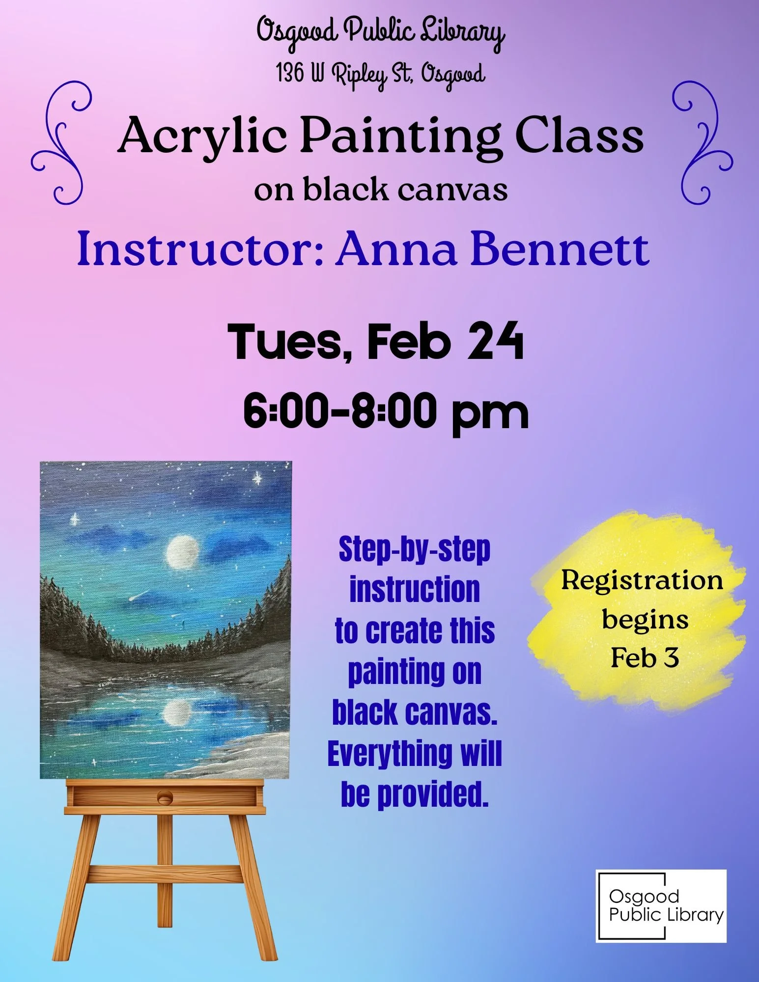 ADULTS-Black Canvas Painting Class