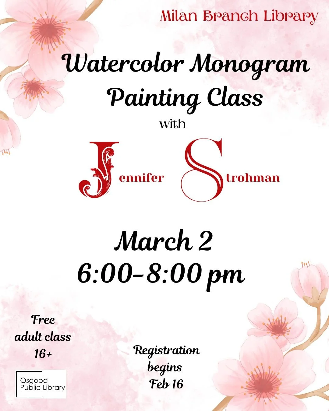 ADULTS-Watercolor Monogram Painting Class