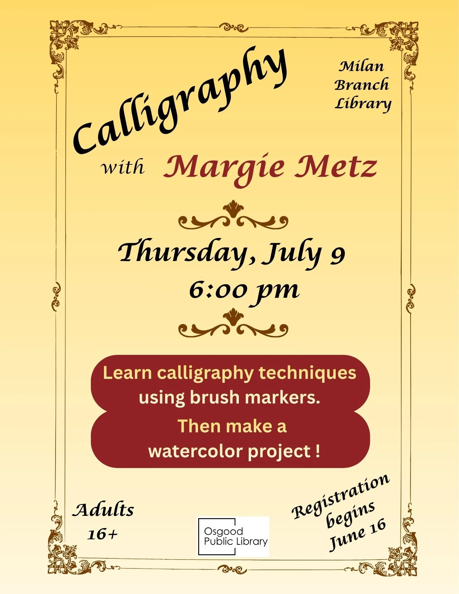 ADULTS-Calligraphy Class