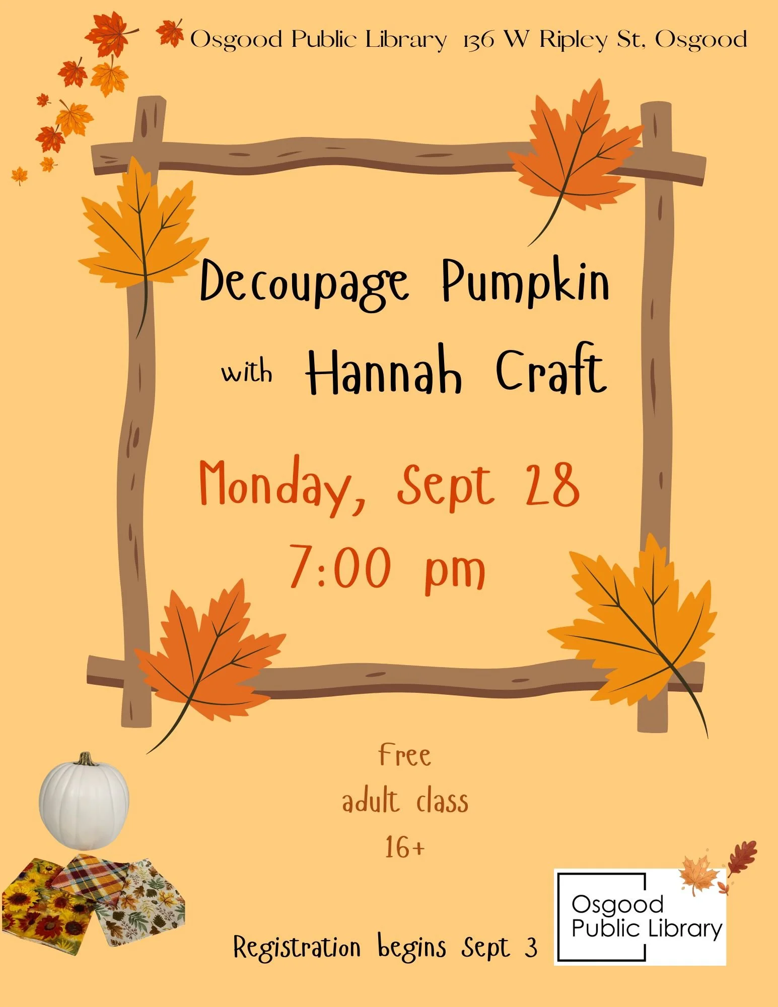 ADULTS-Decoupage Pumpkin Craft
