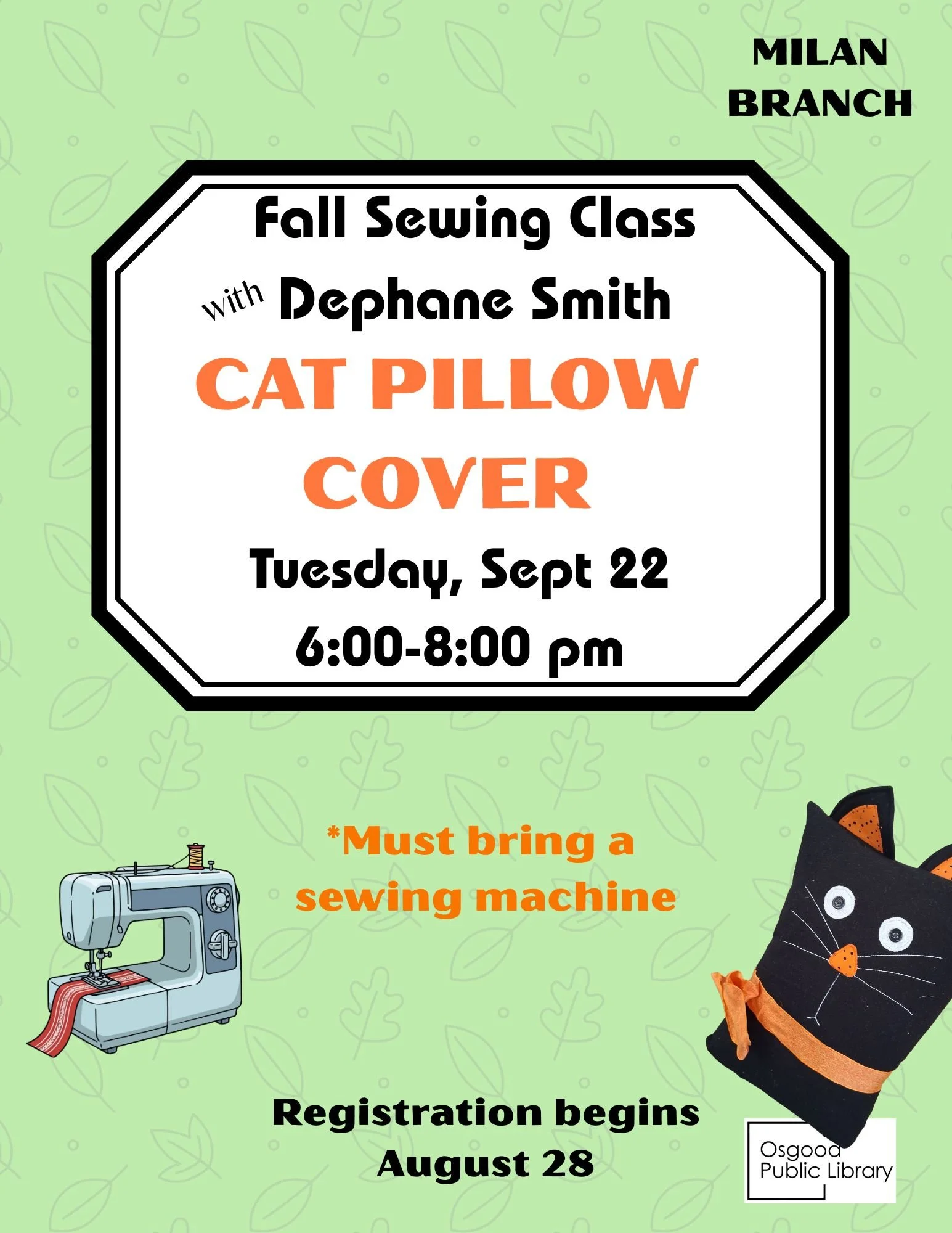 ADULTS-Cat Pillow Cover Sewing Class