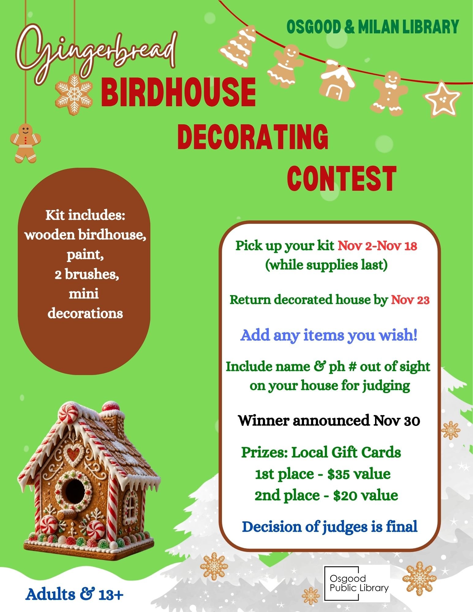 Last day to pick up Gingerbread kit