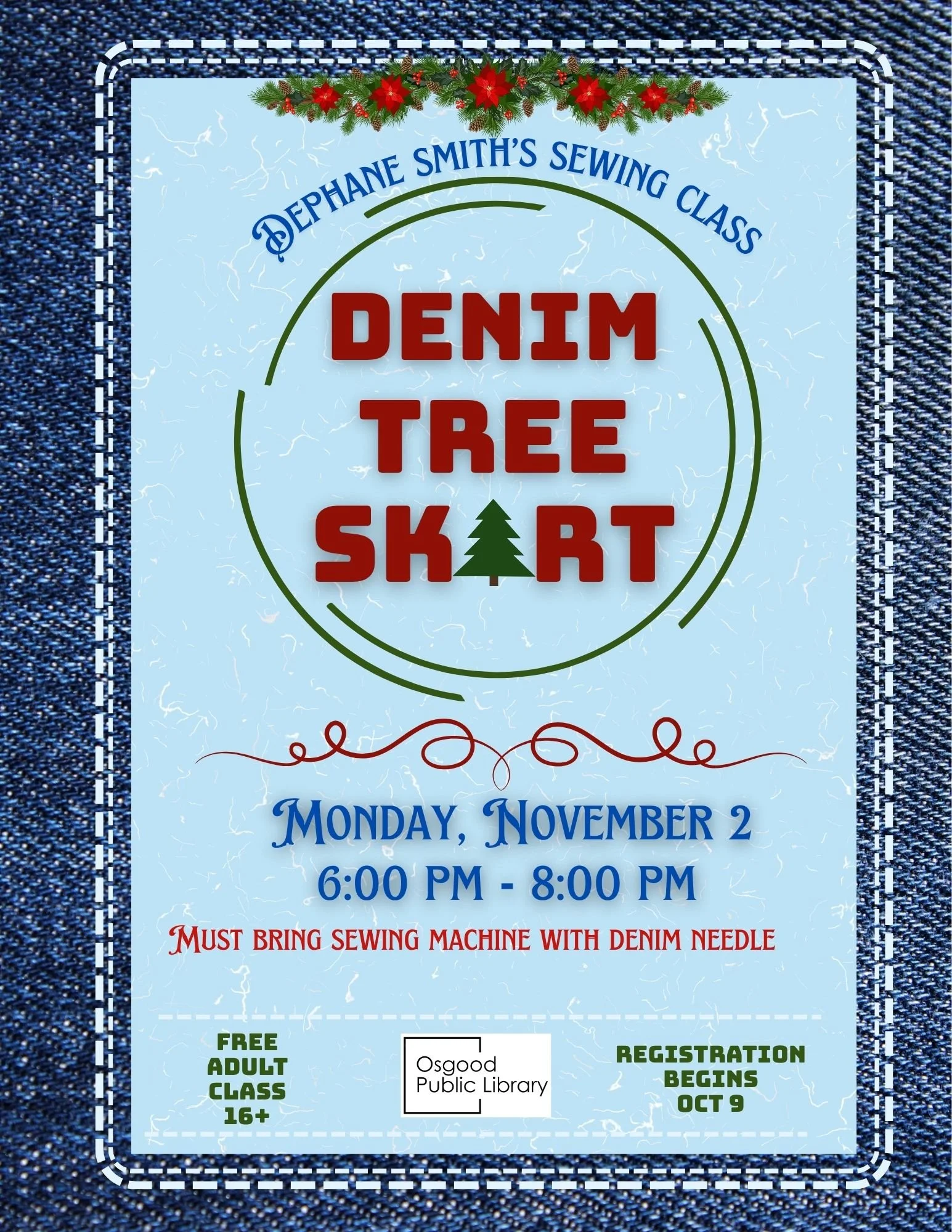 ADULTS-Denim Tree Skirt Sewing Class