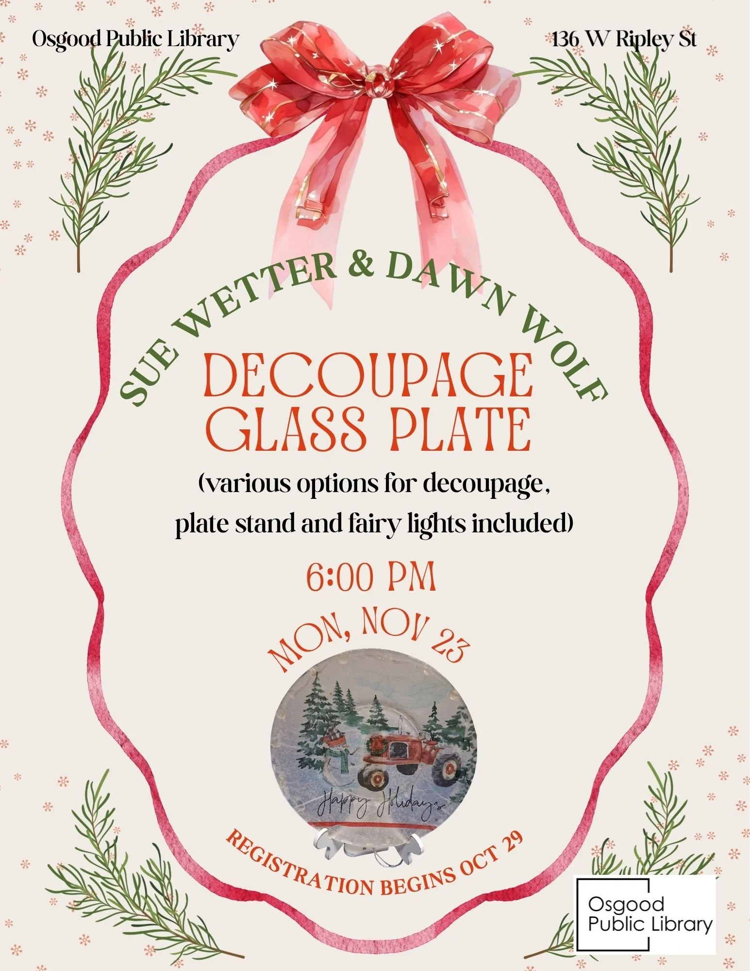 ADULTS- Christmas Decoupage Glass Plate