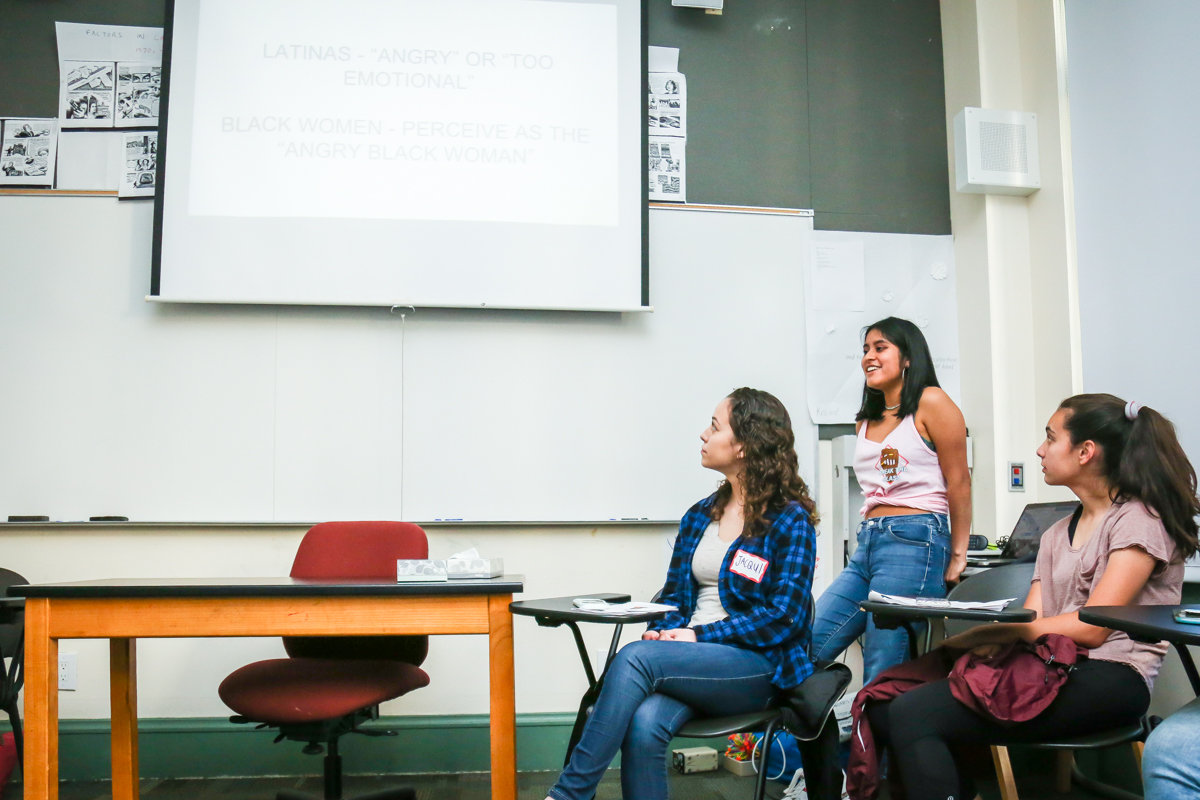 Ariana Martinez ‘19 leads a workshop on Reaching Careers in Stem: A Guide for WoC