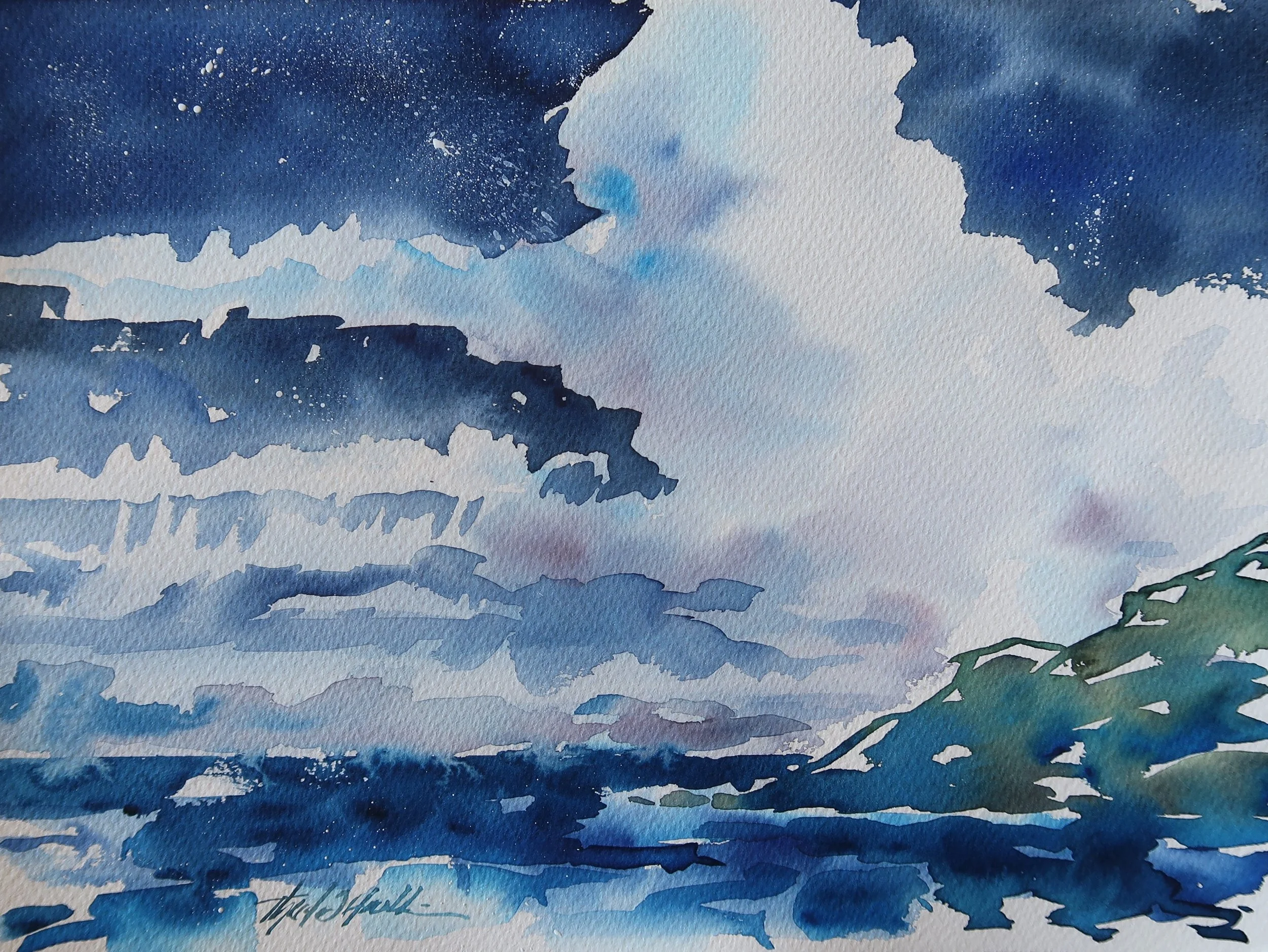 Nawiliwili Night Watercolor 12x16 20230425.JPG