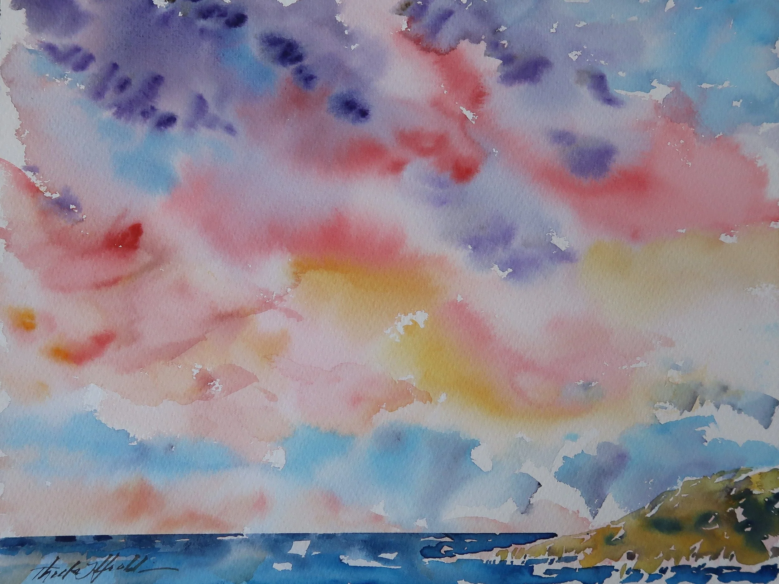 Nawiliwili Sunrise Watercolor 12x16 20230429.JPG