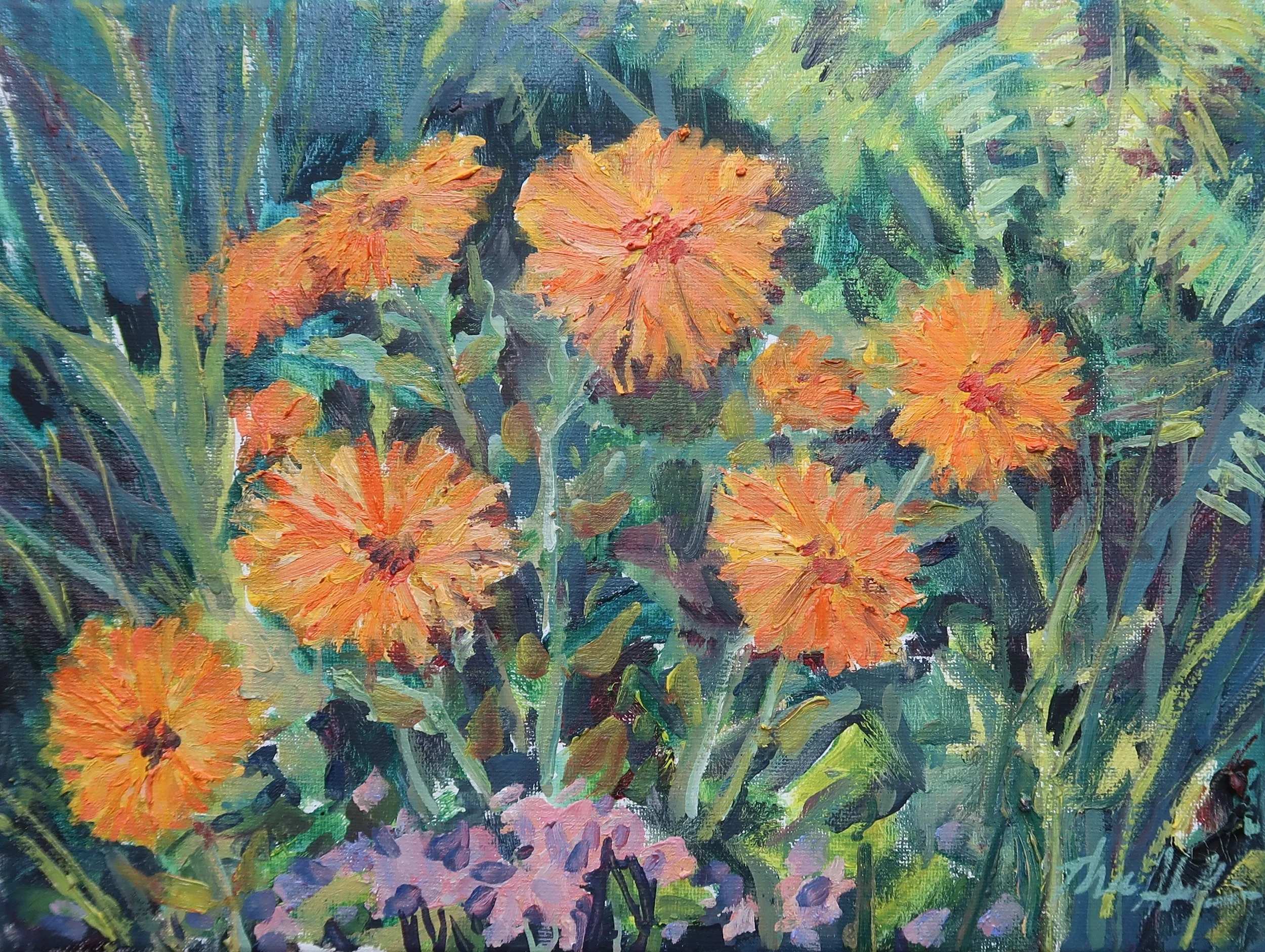 Orange Daisies Oil on Canvas 9x12 20230423.JPG