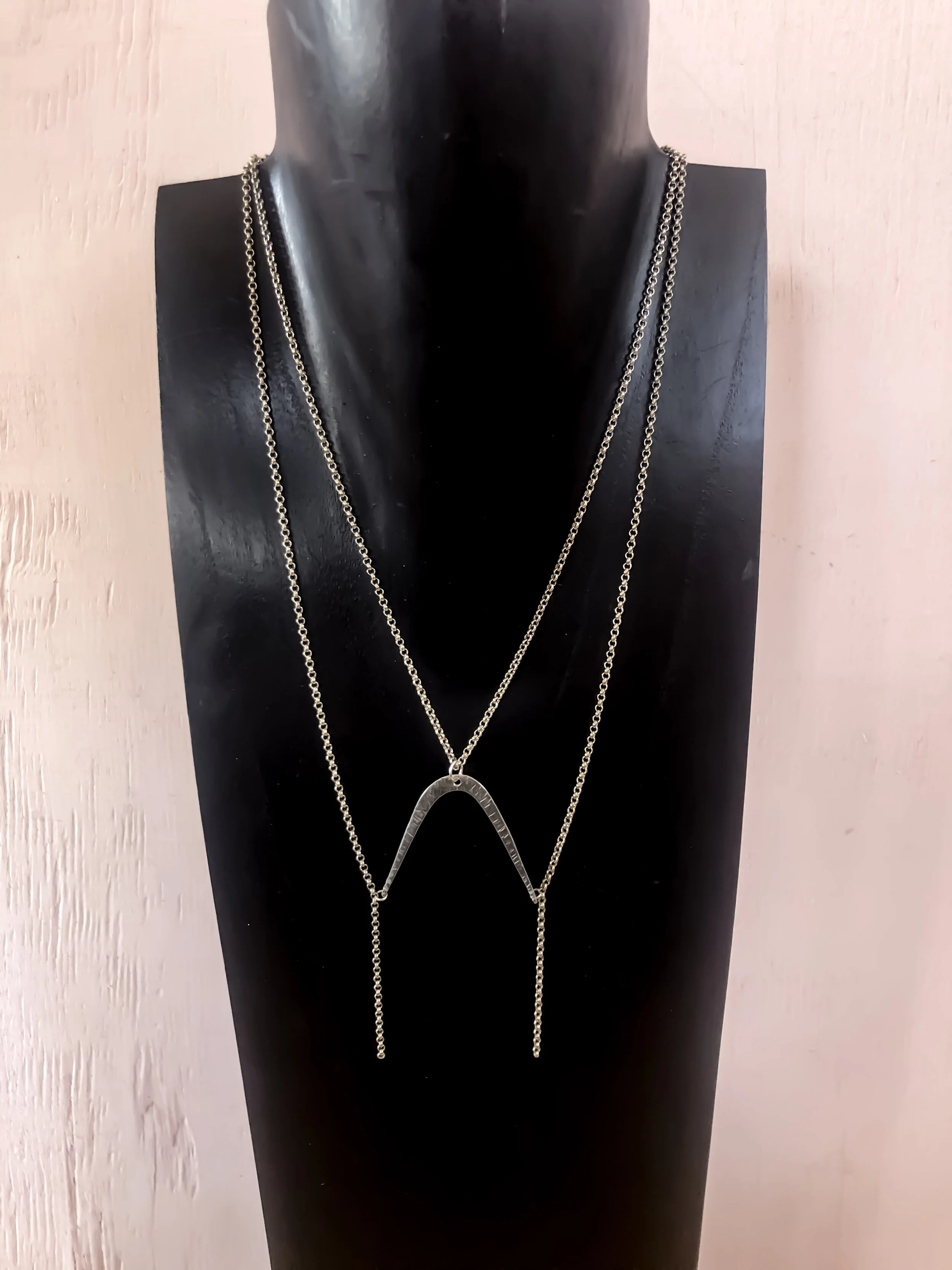 Silver drape necklace