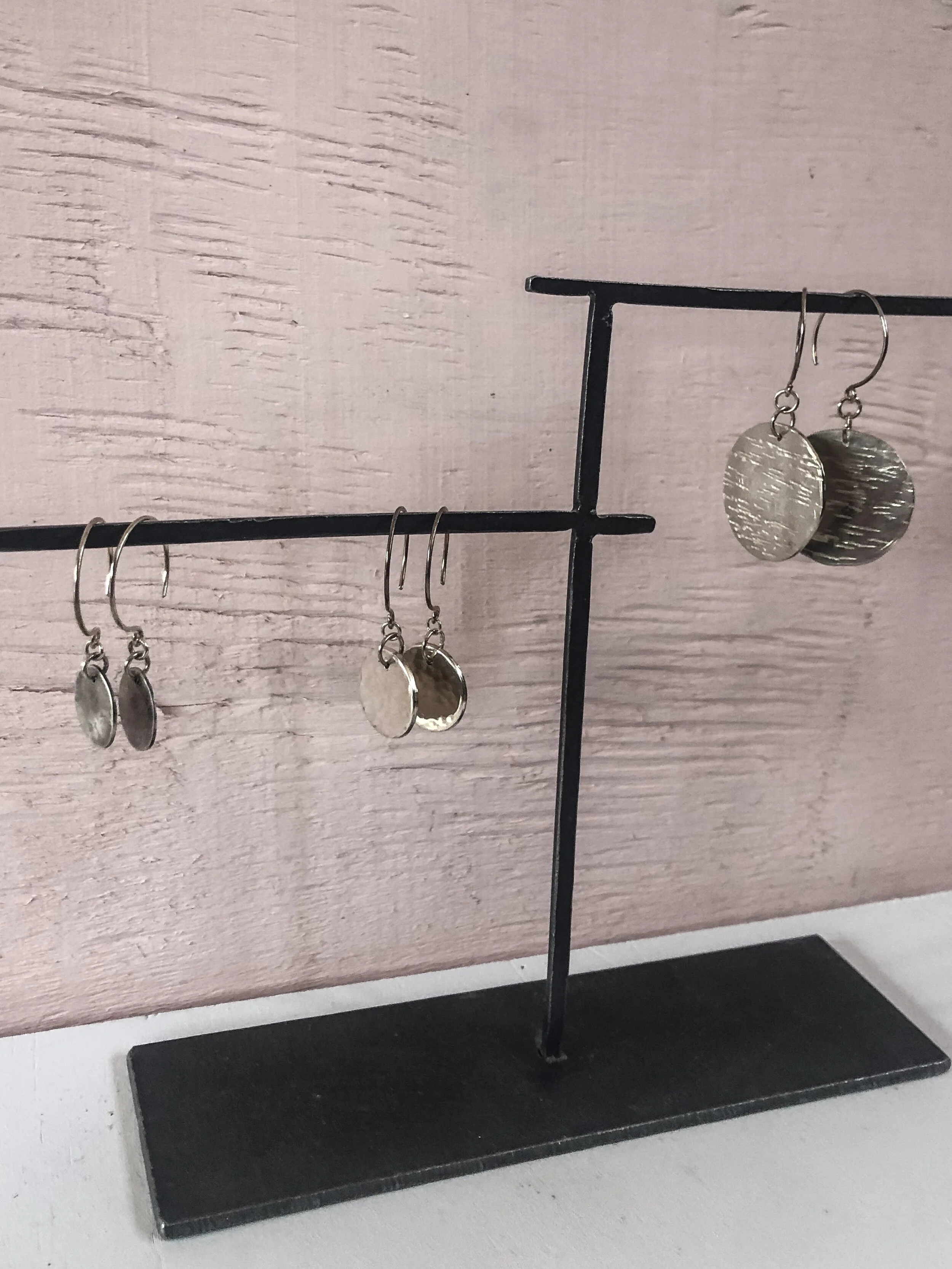 Silver disc earrings