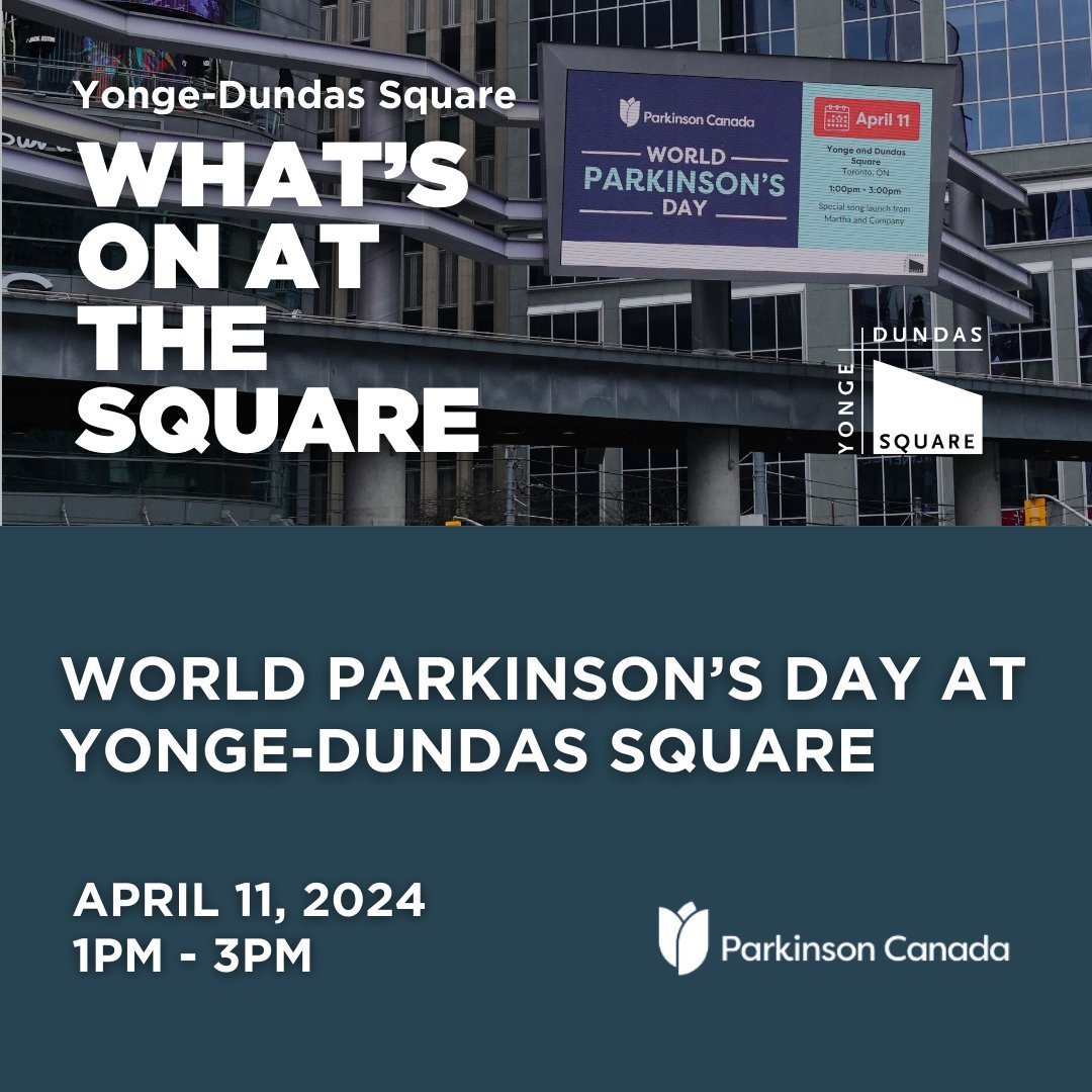 Join us at Yonge-Dundas Square for a memorable World Parkinson's Day event on April 11th! ✨⁠
⁠
Get ready for a day filled with lively music, spirited dancing, and the world premiere of Martha Johnson &amp; Company's (Martha of &lsquo;Martha and the M