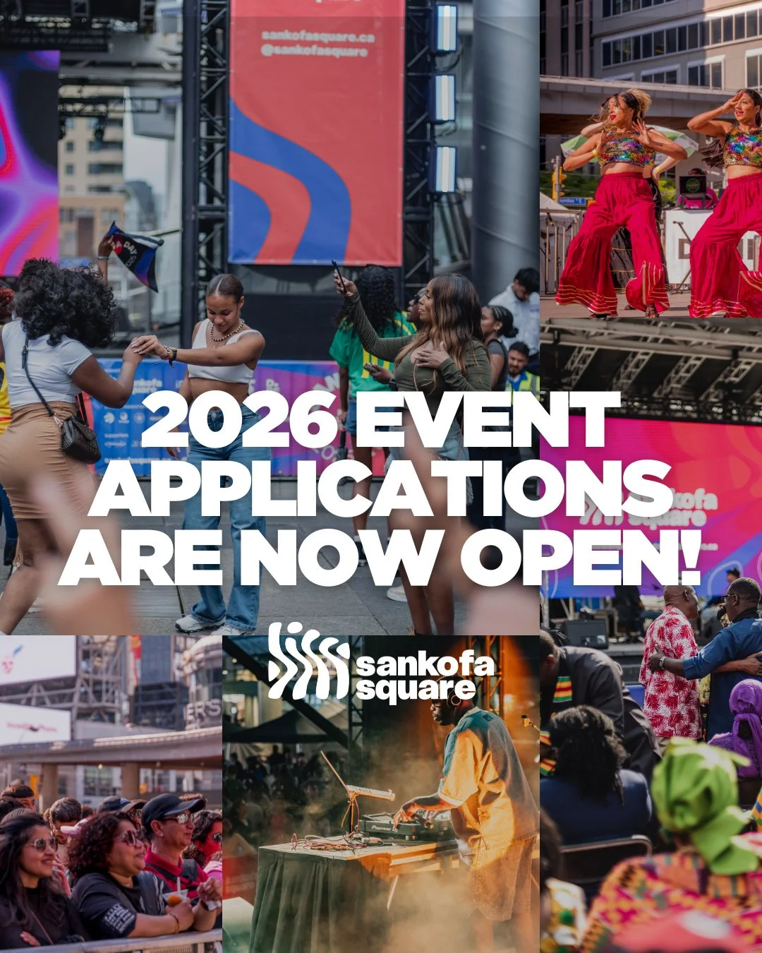 📣 2026 Community Event Applications Now Open!⁠
⁠
Starting October 2025, Sankofa Squareinvites organizations to apply to host their 2026 community events in Toronto&rsquo;s most dynamic public space. ⁠
⁠
This is your opportunity to bring your story, 