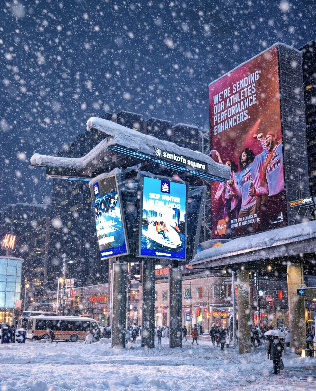 ❄️ With today&rsquo;s heavy snowfall in Toronto, please take care, stay safe, and stay warm out there. 💙⁠
⁠
#SankofaSquare #TorontoWeather #StaySafe