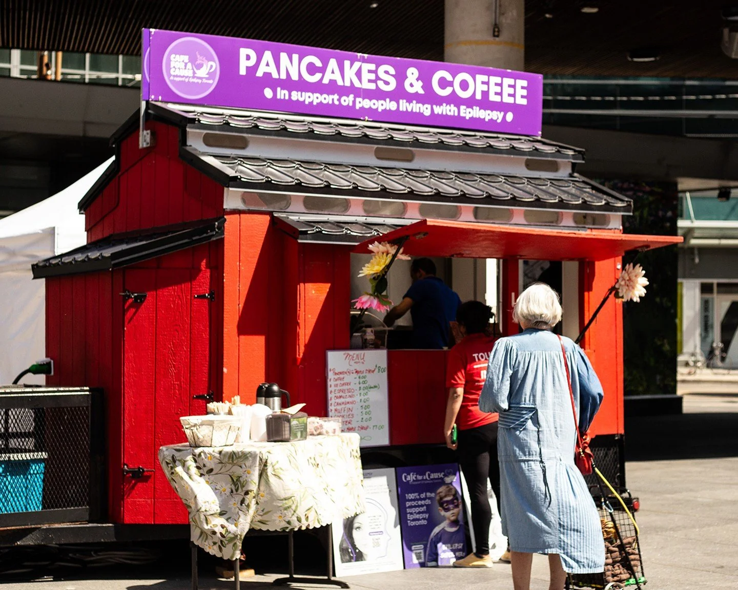 🥞💜 Thank you to everyone who has stopped by the Pancake Pop-Up in support of @epilepsytoronto so far!⁠
⁠
From warm pancakes and coffee to meaningful conversations and community connection, every visit helps support Caf&eacute; for a Cause (@cafefor