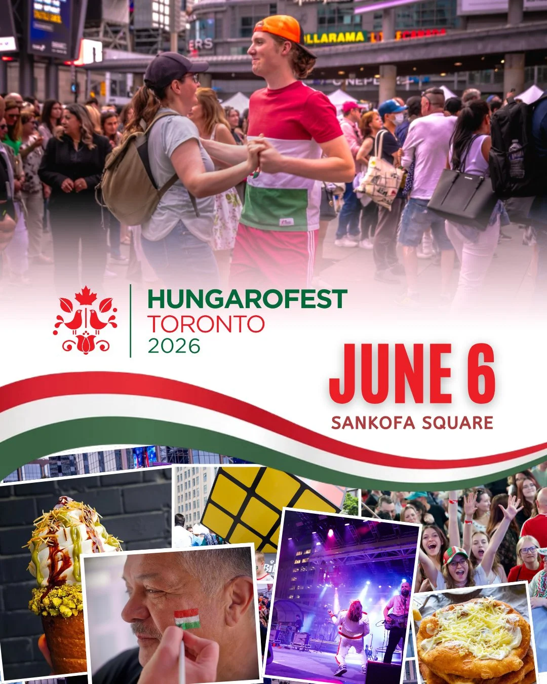 Eat, dance, shop, and experience the best of Hungarian culture at @hungarofest_toronto on June 6! 🇭🇺🎉
⁠
Expect a full-day festival featuring authentic Hungarian food like l&aacute;ngos and chimney cake, live music, folk and modern performances, an